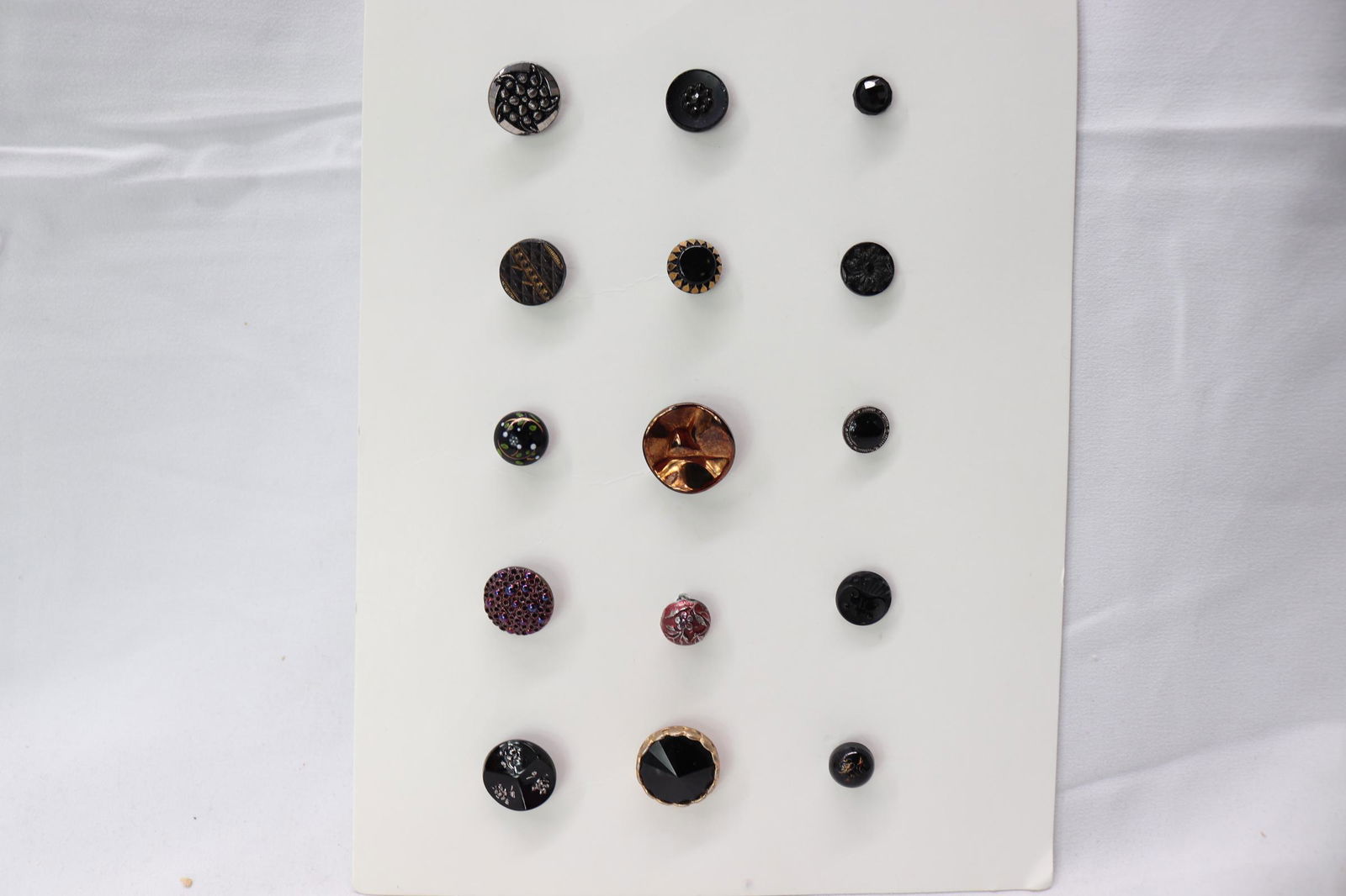 Lot of 15 Antique Black Jet Glass Buttons (1 of 8)