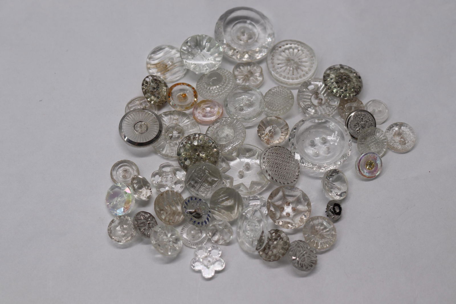 Lot of 50 Assorted Vintage Clear Glass Buttons (1 of 4)
