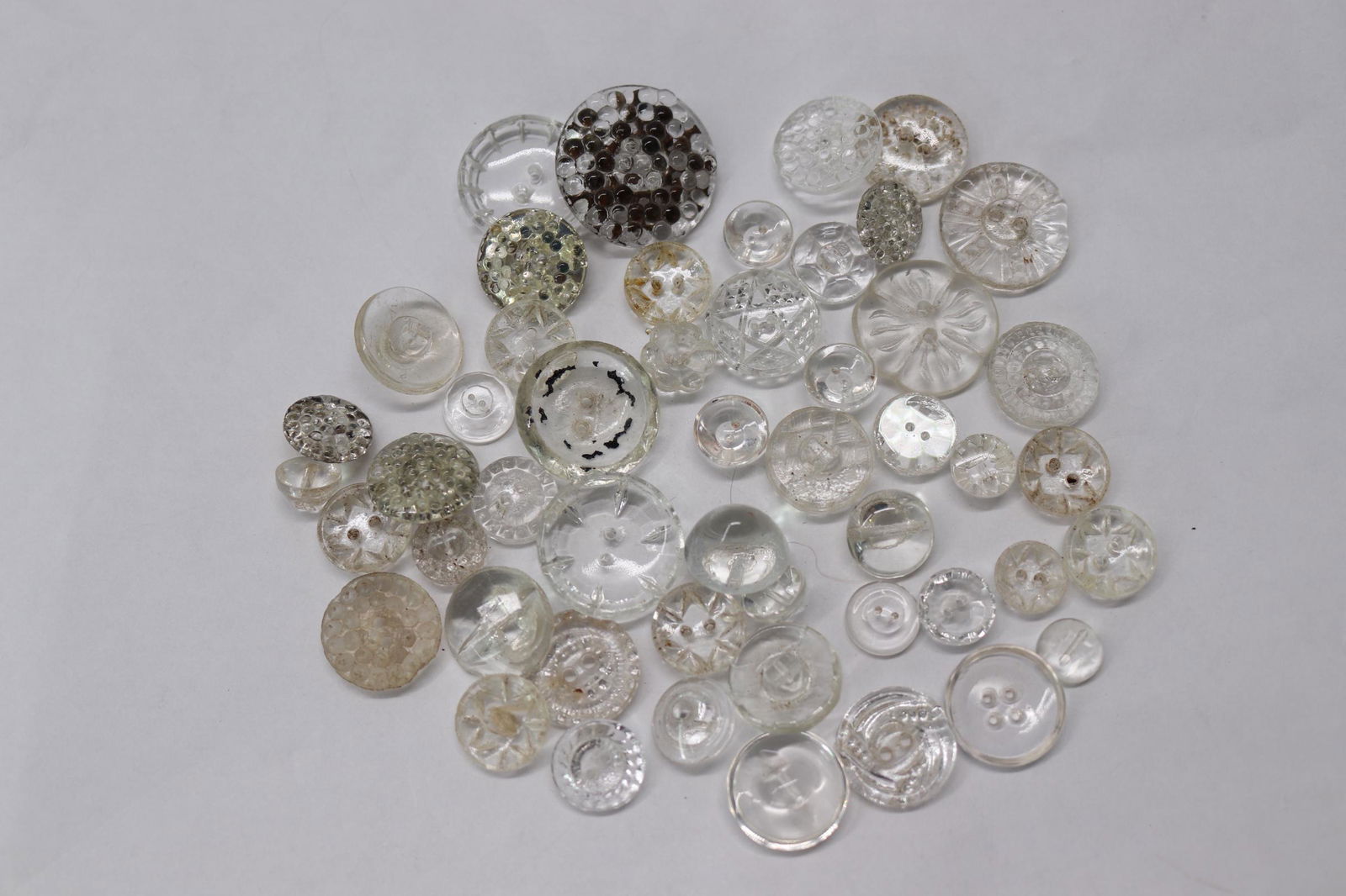 Lot of 50 Vintage Clear Glass Buttons (1 of 5)