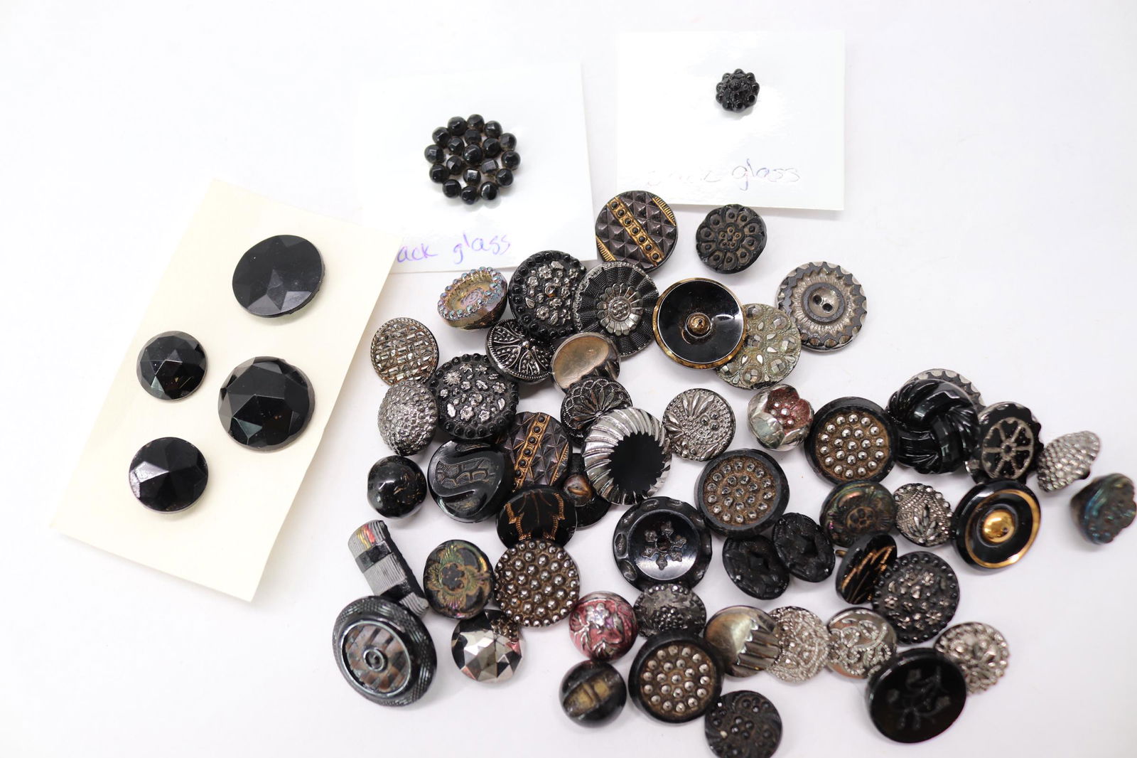 Lot of Vintage/Antique Black Jet Glass Buttons (1 of 4)