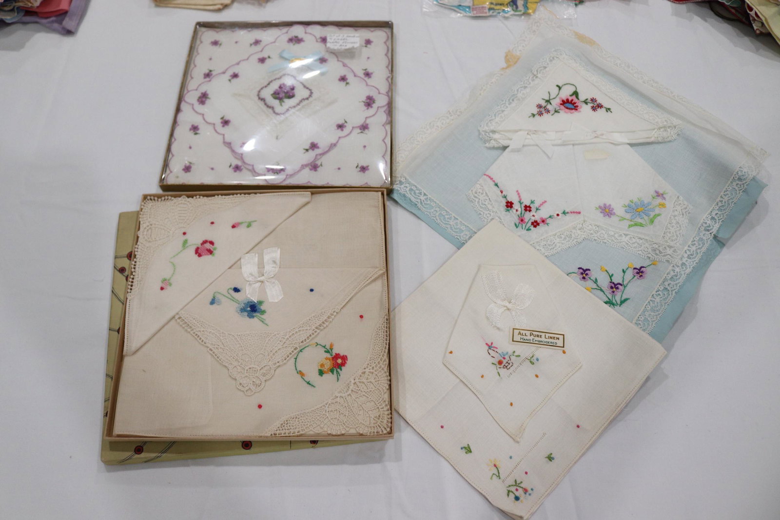 Lot of 12 Vintage Old Store Stock Ladies Hankies: vintage never used with original packaging, see photo's