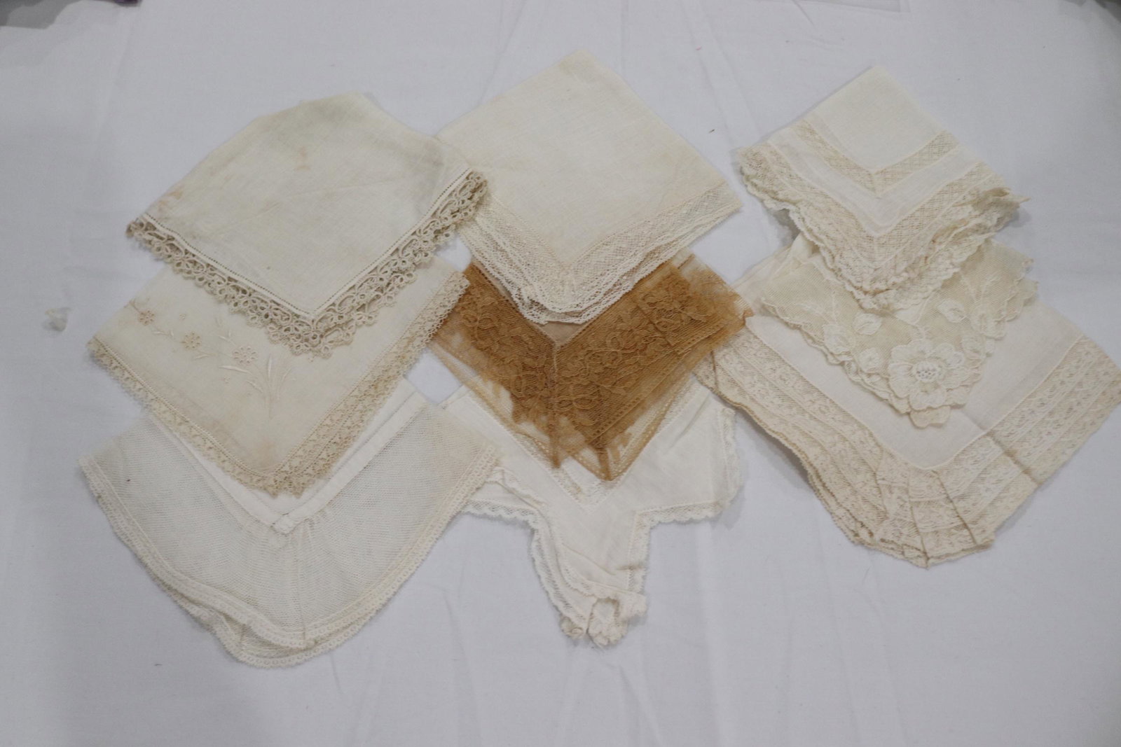 Lot of 9 Vintage Lace Wedding Hankies: see photo's