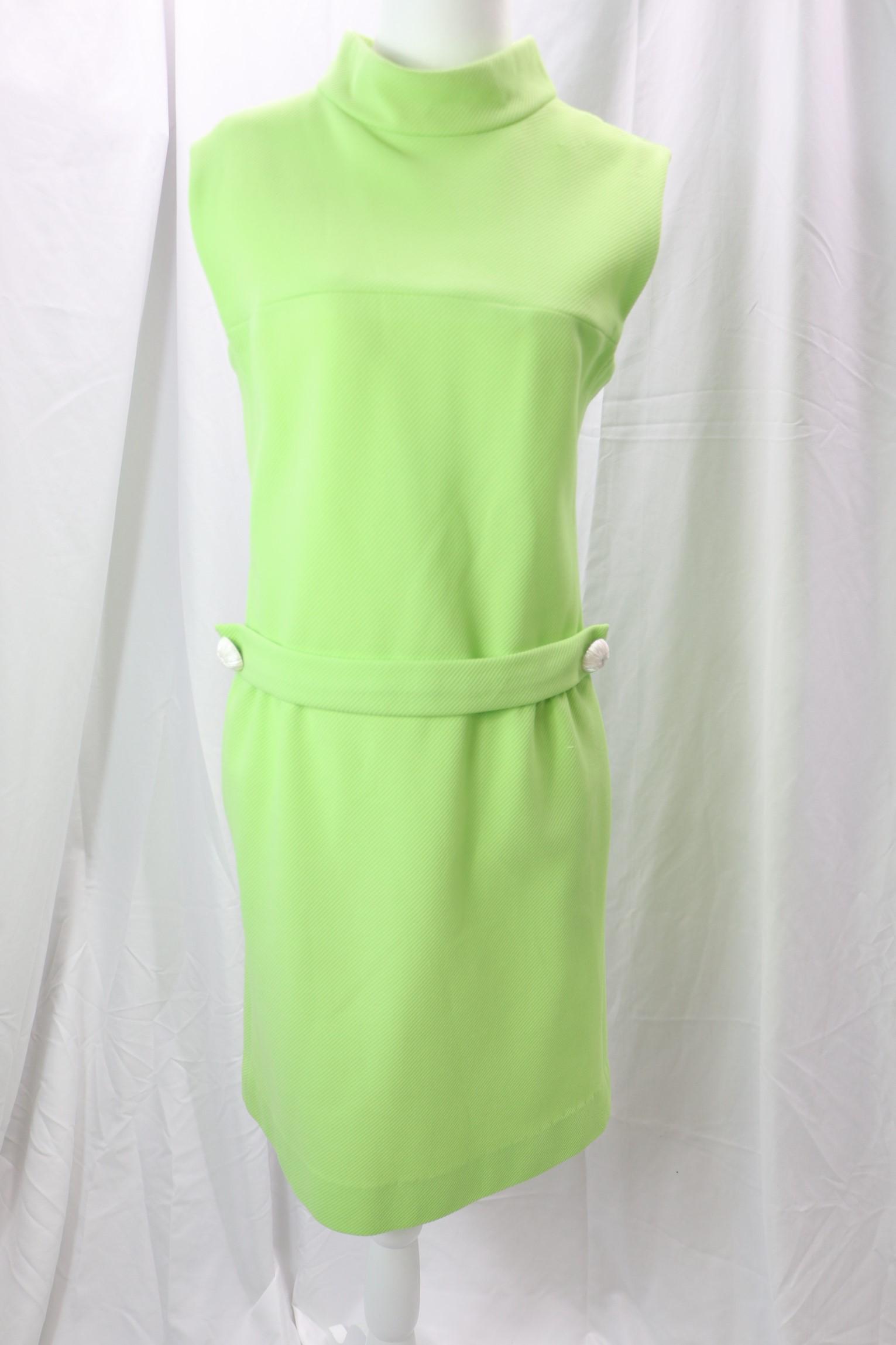 Vintage 1960's Florescent Green Polyester Dress (1 of 5)