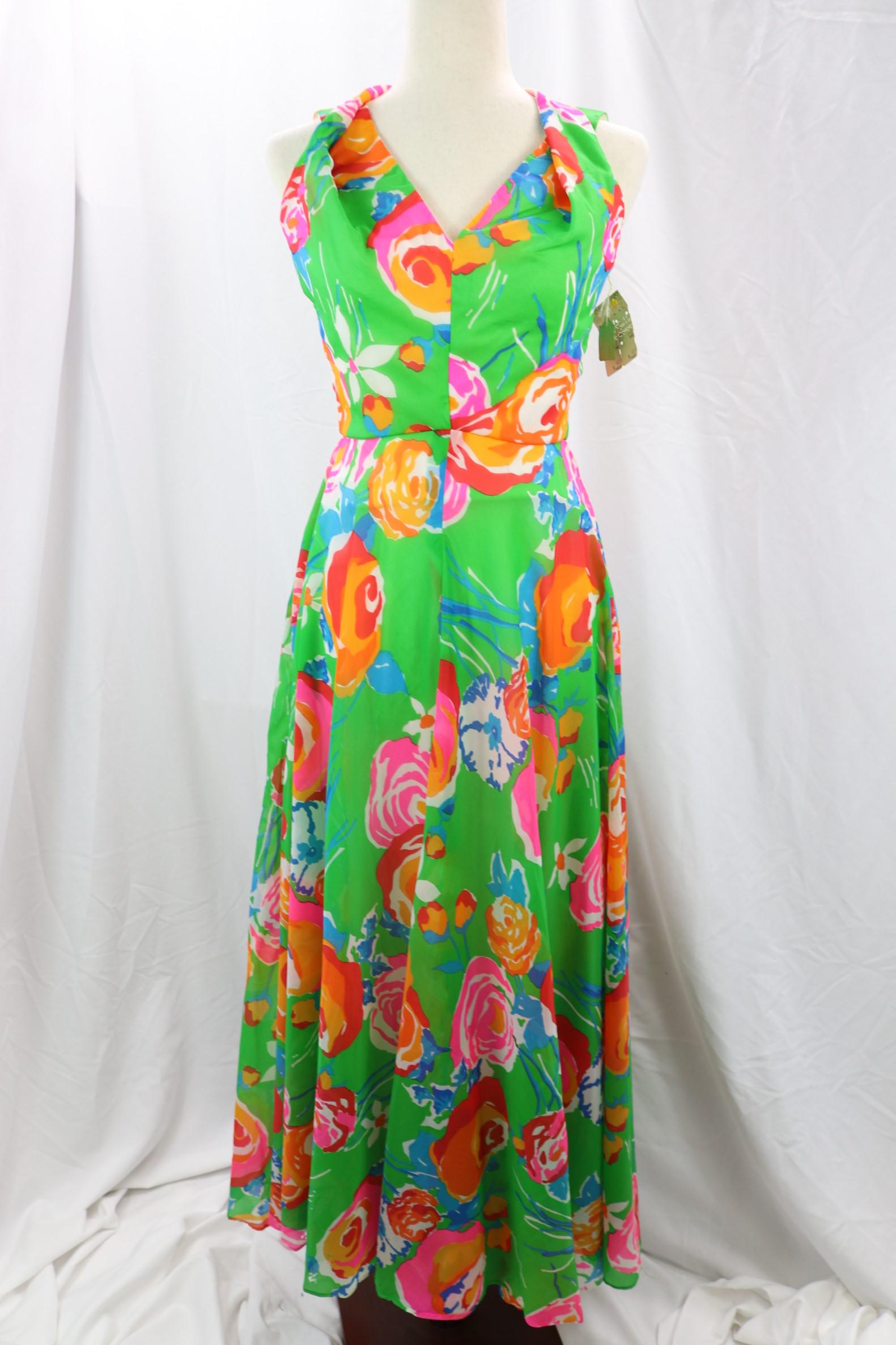 Vintage 1960's Old Store Stock Stephen O'Grady Chiffon Halter Dress (1 of 7)