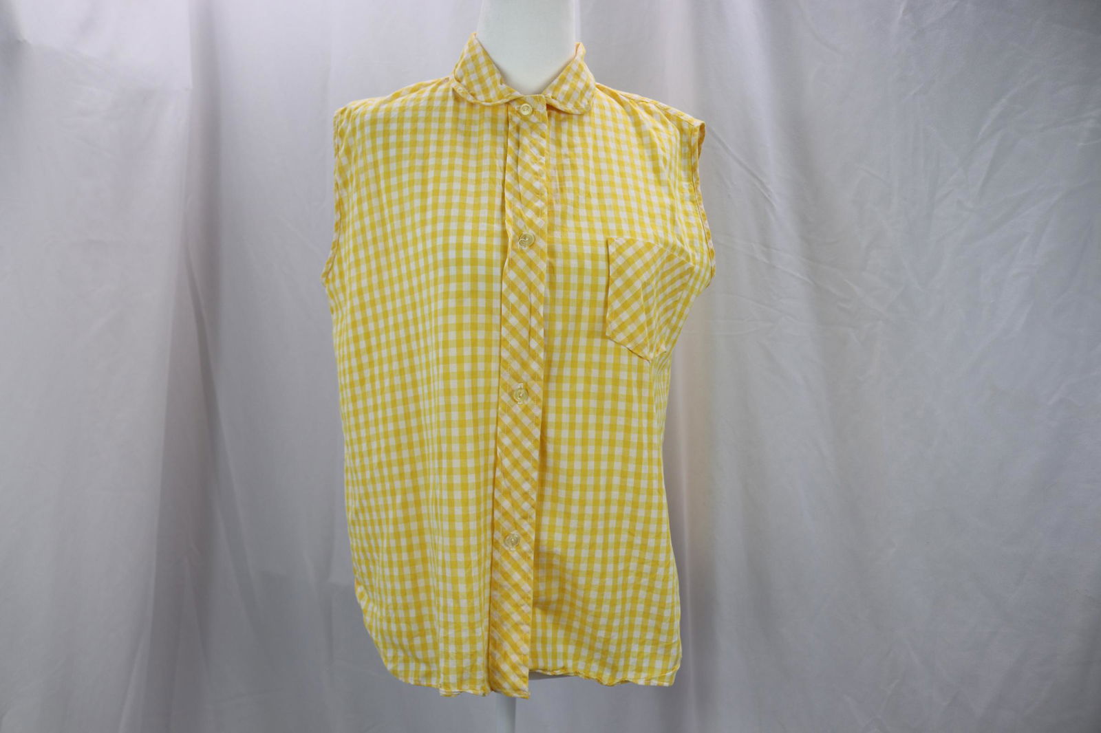 Vintage Yellow & White Cotton Check Summer Blouse, Drowry Deb (1 of 5)