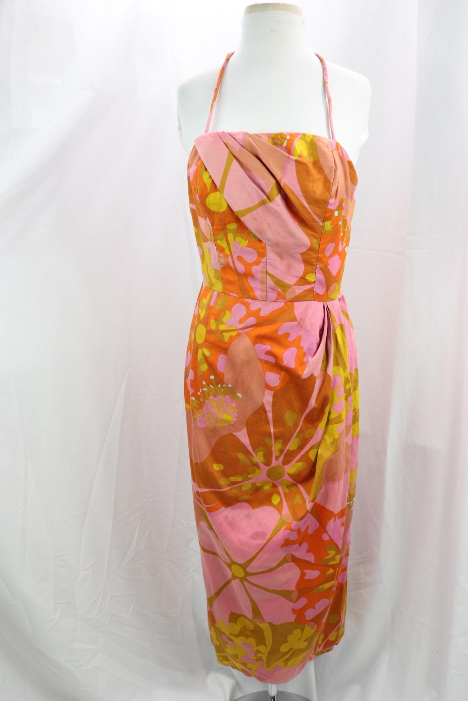 Vintage 1960's Cotton Paradise Hawaiian, Maxi Dress: approx. 34 bust, 26 waist, smocked elastic has stretched out, shoulder straps need to re-attached, see photo's