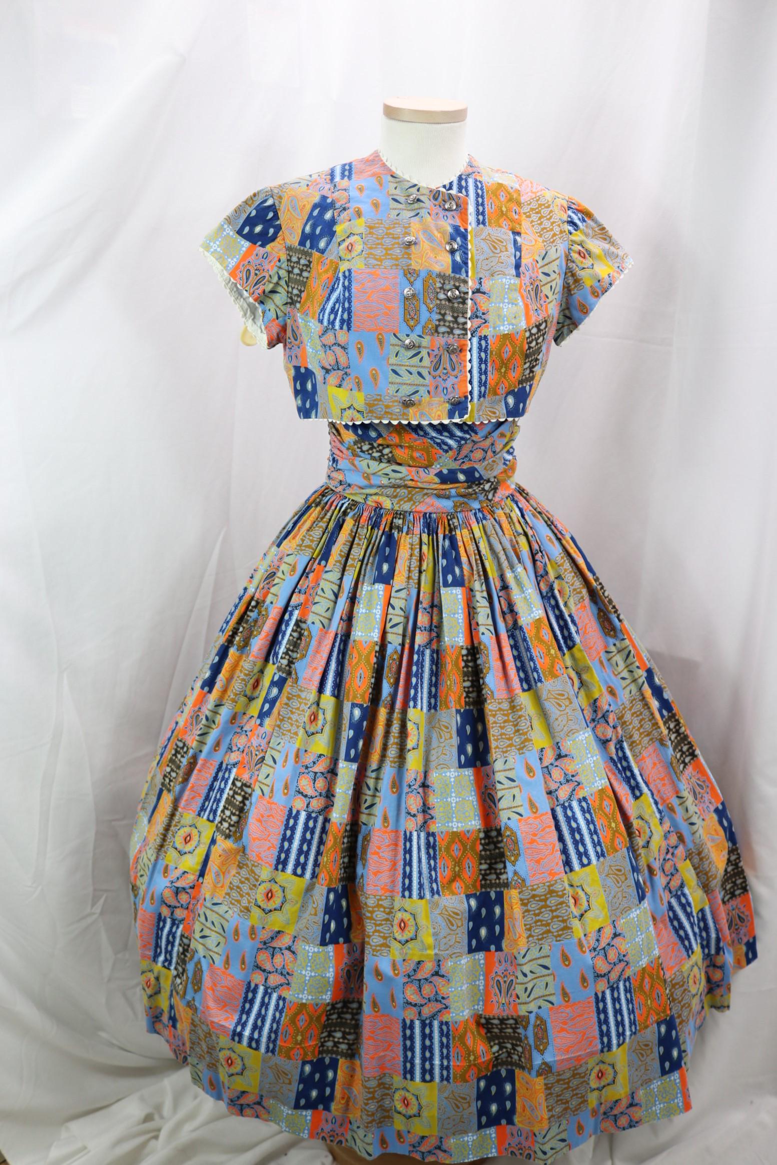 Vintage 1950's Joan Miller juniors Cotton 2 pc Dress Set (1 of 8)