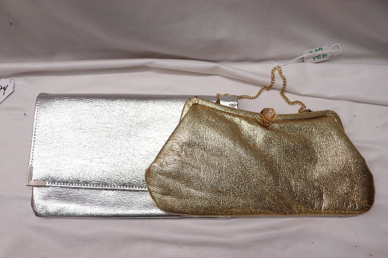 Lot of 2 Vintage 1960's Metallic Clutch Bags, Silver & Gold (1 of 7)