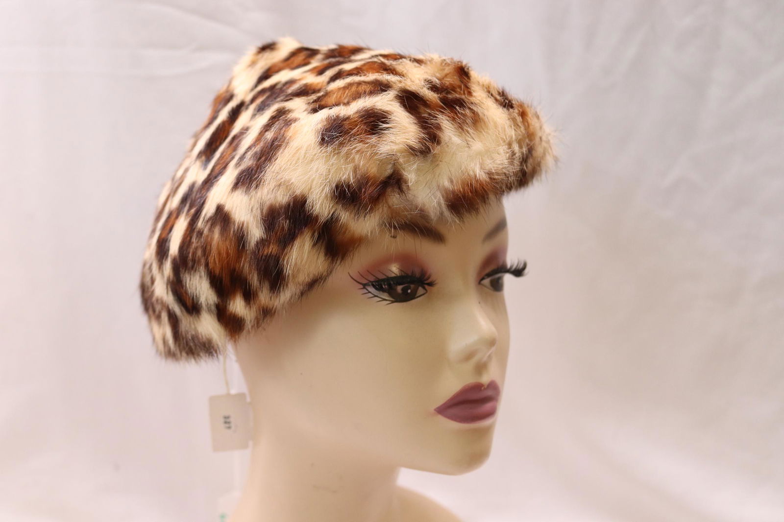 Vintage 1960's Leopard Fur Coolie Hat, Old Store Stock (1 of 7)