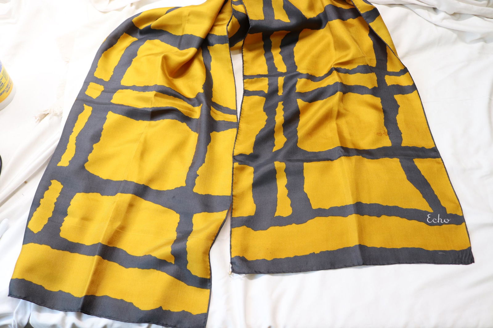 Vintage Color Block Hand Rolled Echo Silk Scarf (1 of 4)