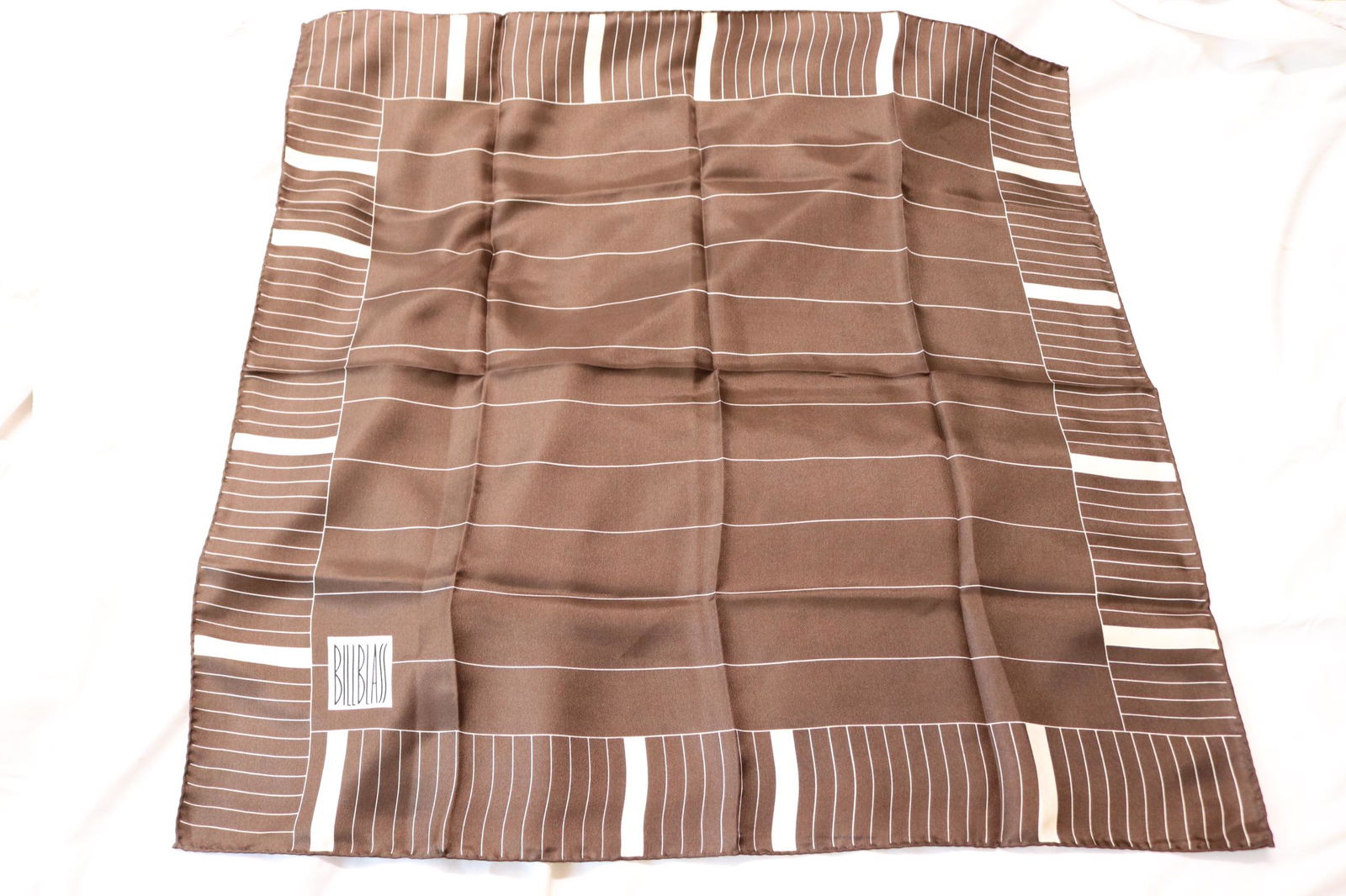 Vintage Bill Blass Silk Hand Rolled Scarf: approx. 22x22, good condition, see photo's