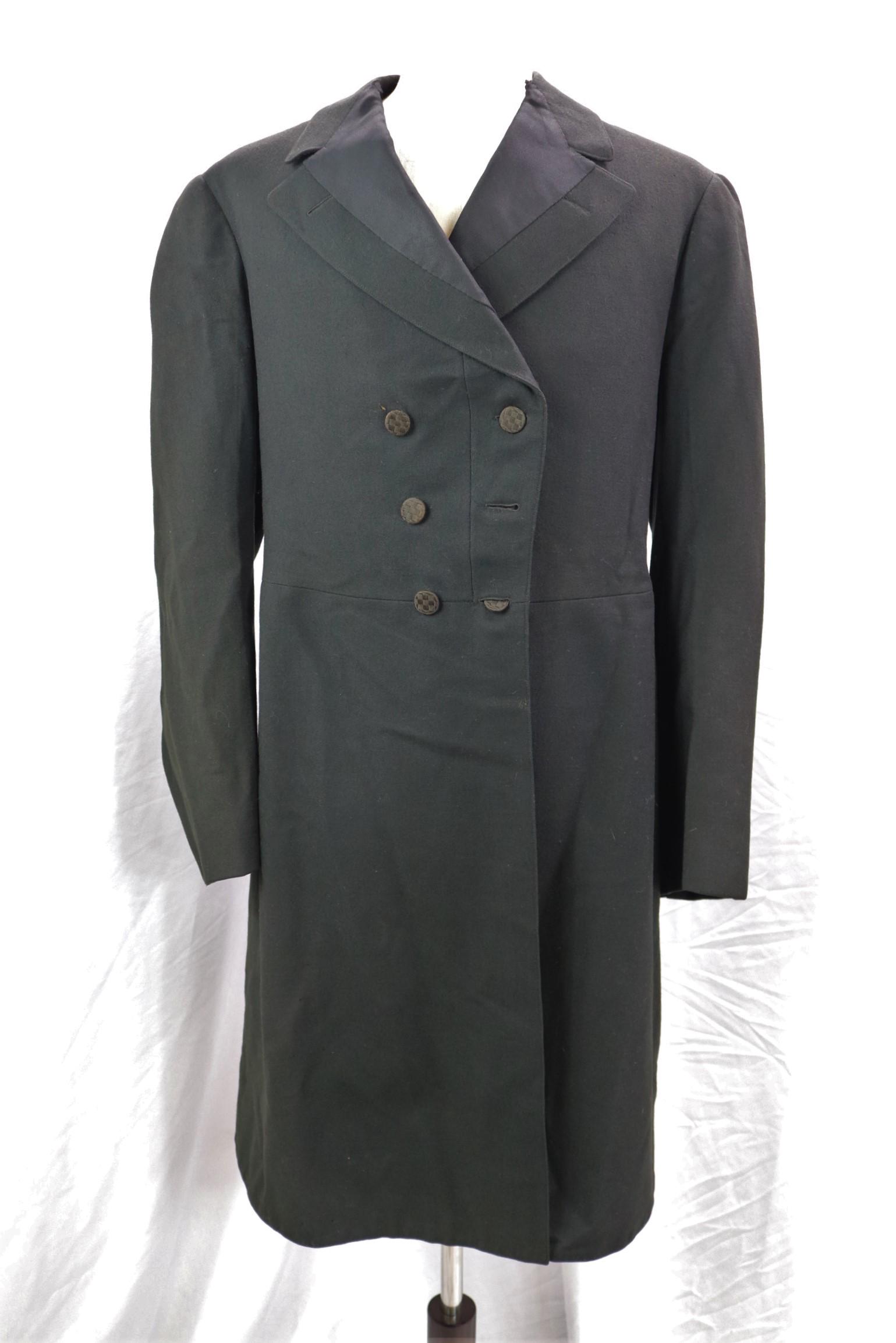Antique Men's Black Wool Tuxedo Coat, Long Length (1 of 11)