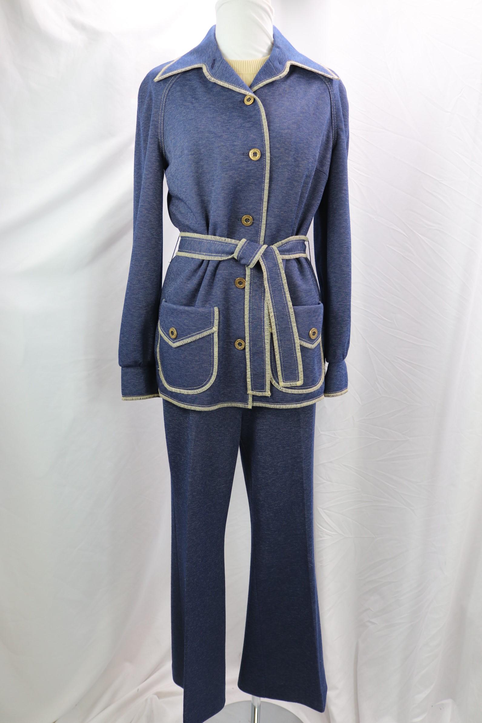 Vintage 1970's Ladies 4 Piece Pants Set, Jersey Knit (1 of 11)