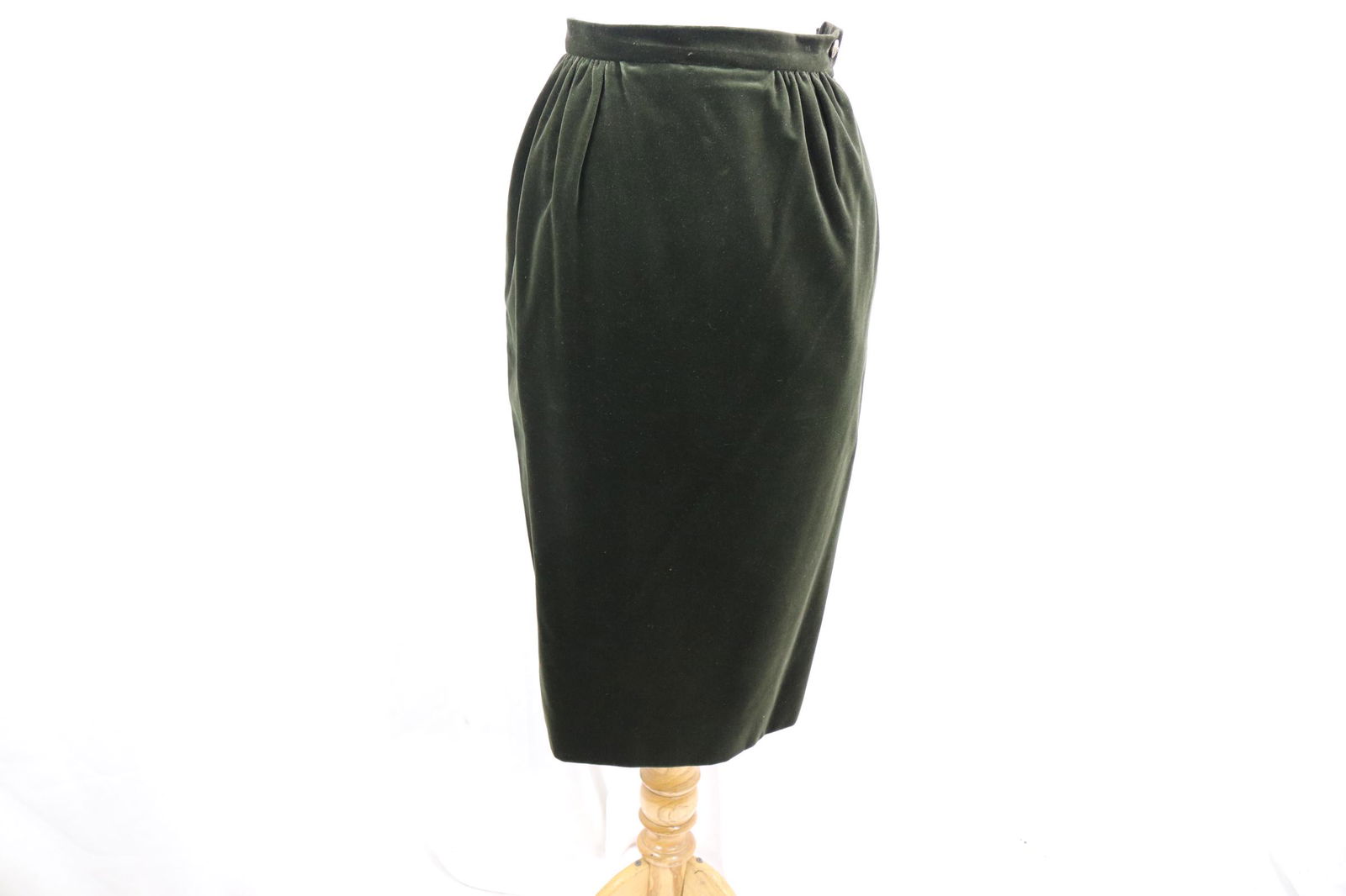 Vintage 2000's Jaeger Dark Green Cotton Velvet Skirt (1 of 5)