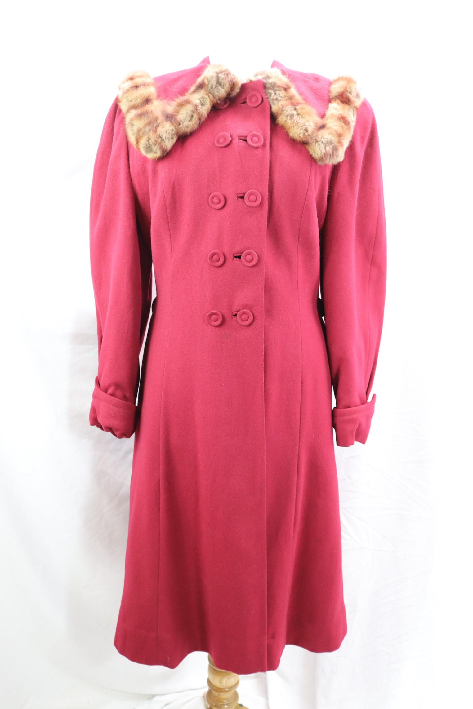 Vintage 1940's Red Wool &Mink Ladies Coat (1 of 12)
