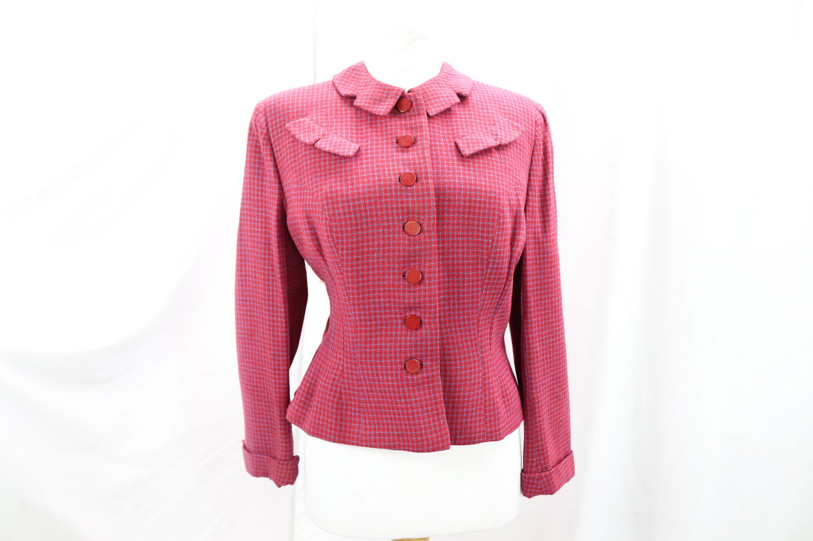 Vintage 1940's Wool Plaid Short Jacket (1 of 12)