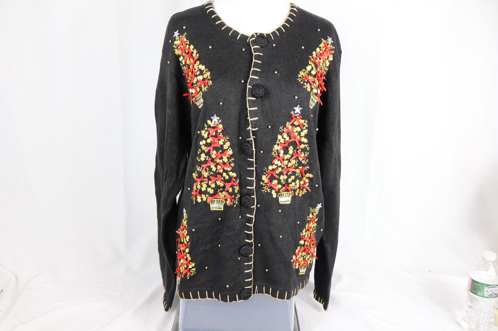 Vintage Victoria Harbor Knit Christmas Tree Cardigan Sweater: approx. 42 bust, see photo's