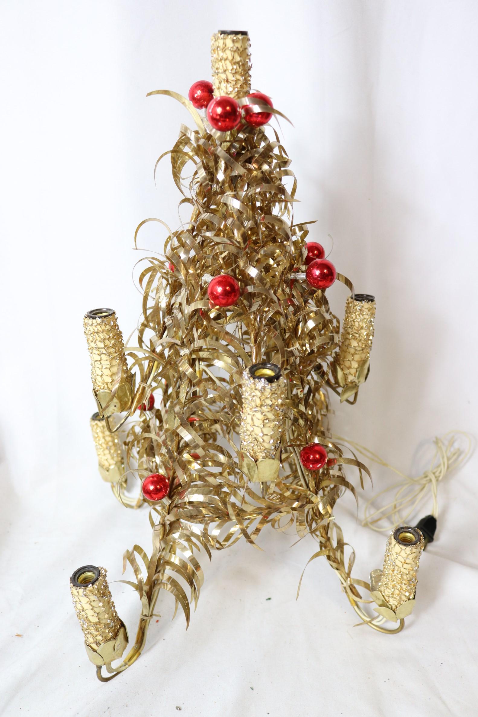 Vintage 1950's Gold Tinsel Light Up Christmas Tree (1 of 4)
