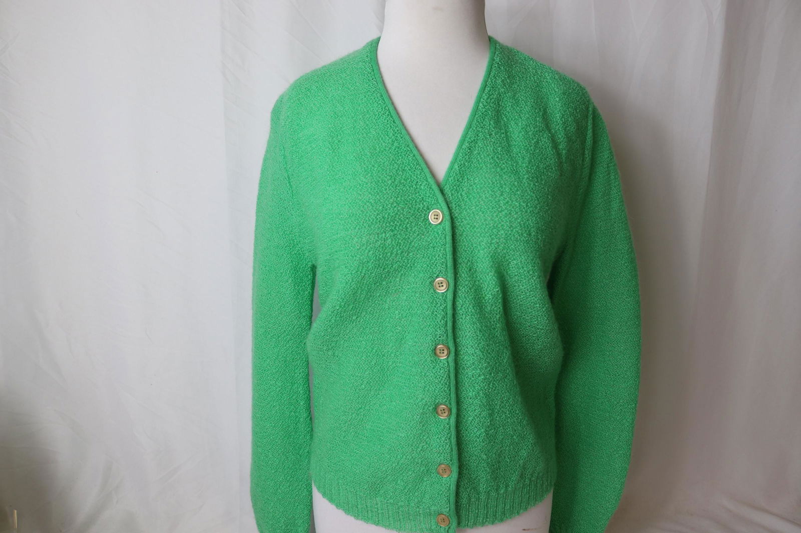 Vintage 1960's Pandora Shagora Mohair & Wool Knit Cardigan Sweater: approx. 38 bust, 30 waist, will stretch larger, good condition, see photo's