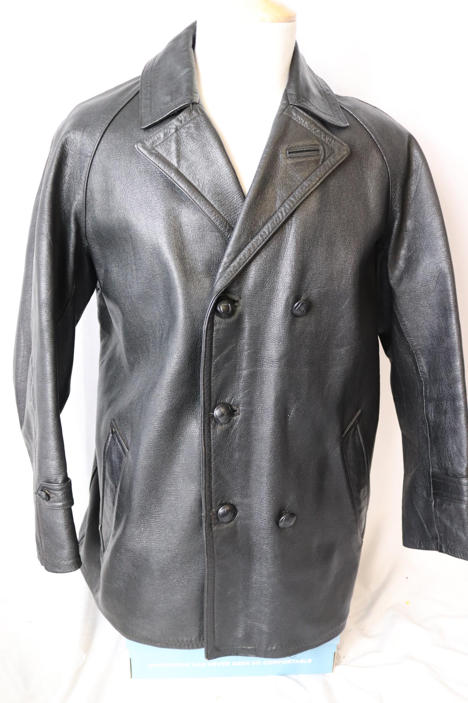 Vintage 1970's A. Ferrari Men's Leather Double Breasted Jacket (1 of 7)
