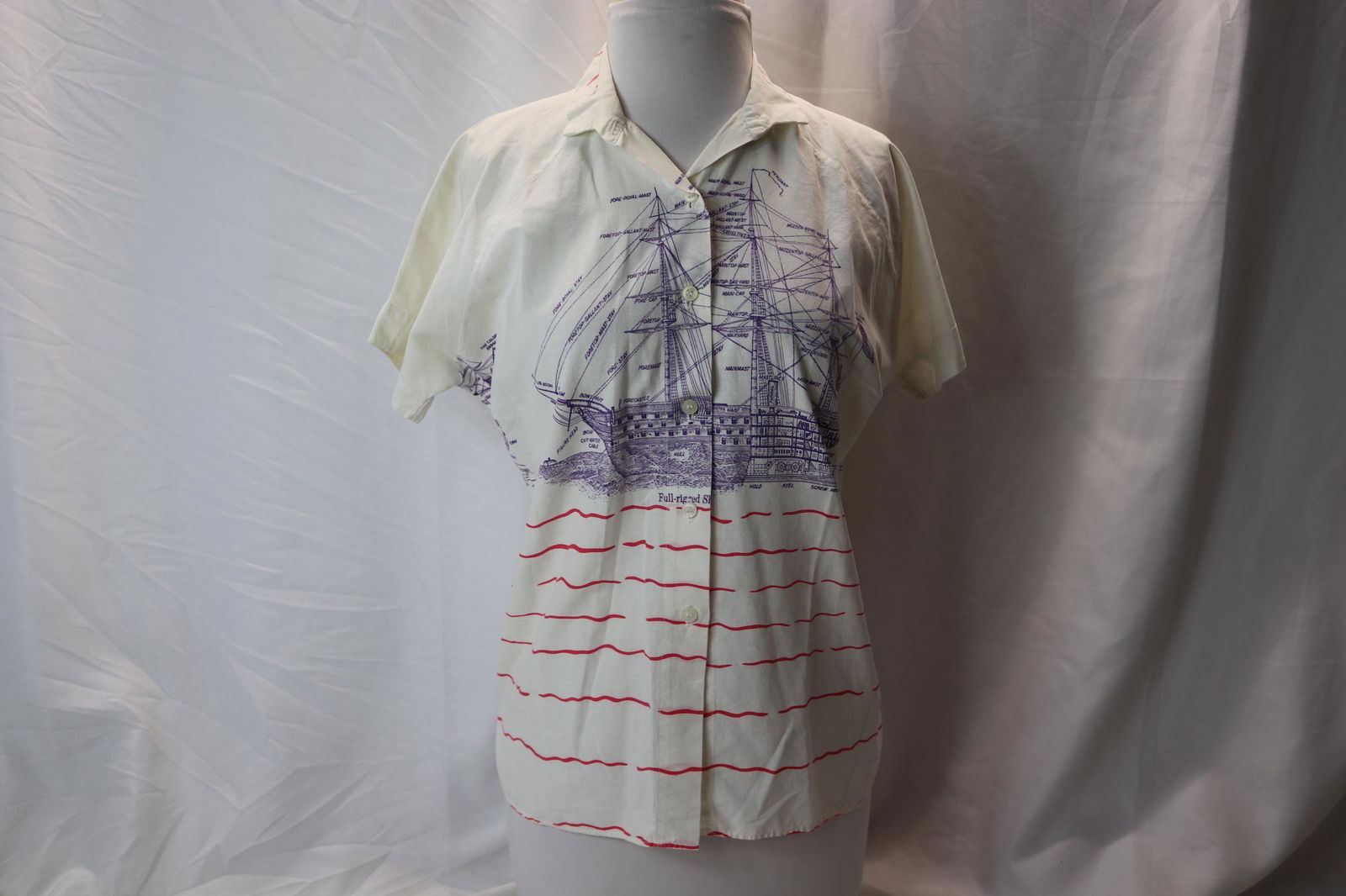 Vintage 1950's Thermo Jac Ladies Sailing Ship Blouse (1 of 4)