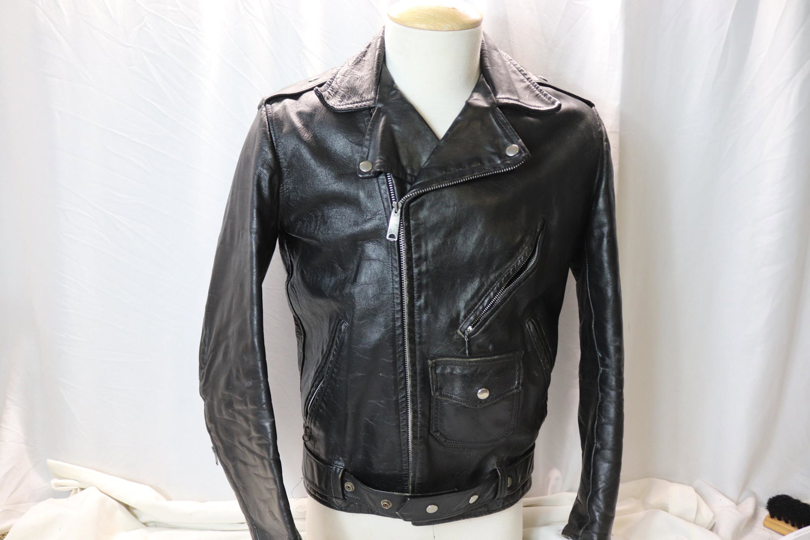Vintage 1970's Black Leather Harley Davidson Motorcycle Jacket with Multi Metal Zippers (1 of 10)
