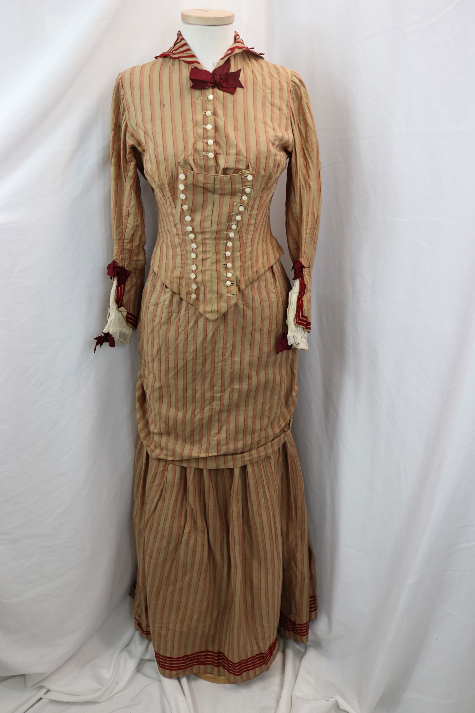 Vintage Victorian 2 Piece Striped Skirt Set (1 of 20)