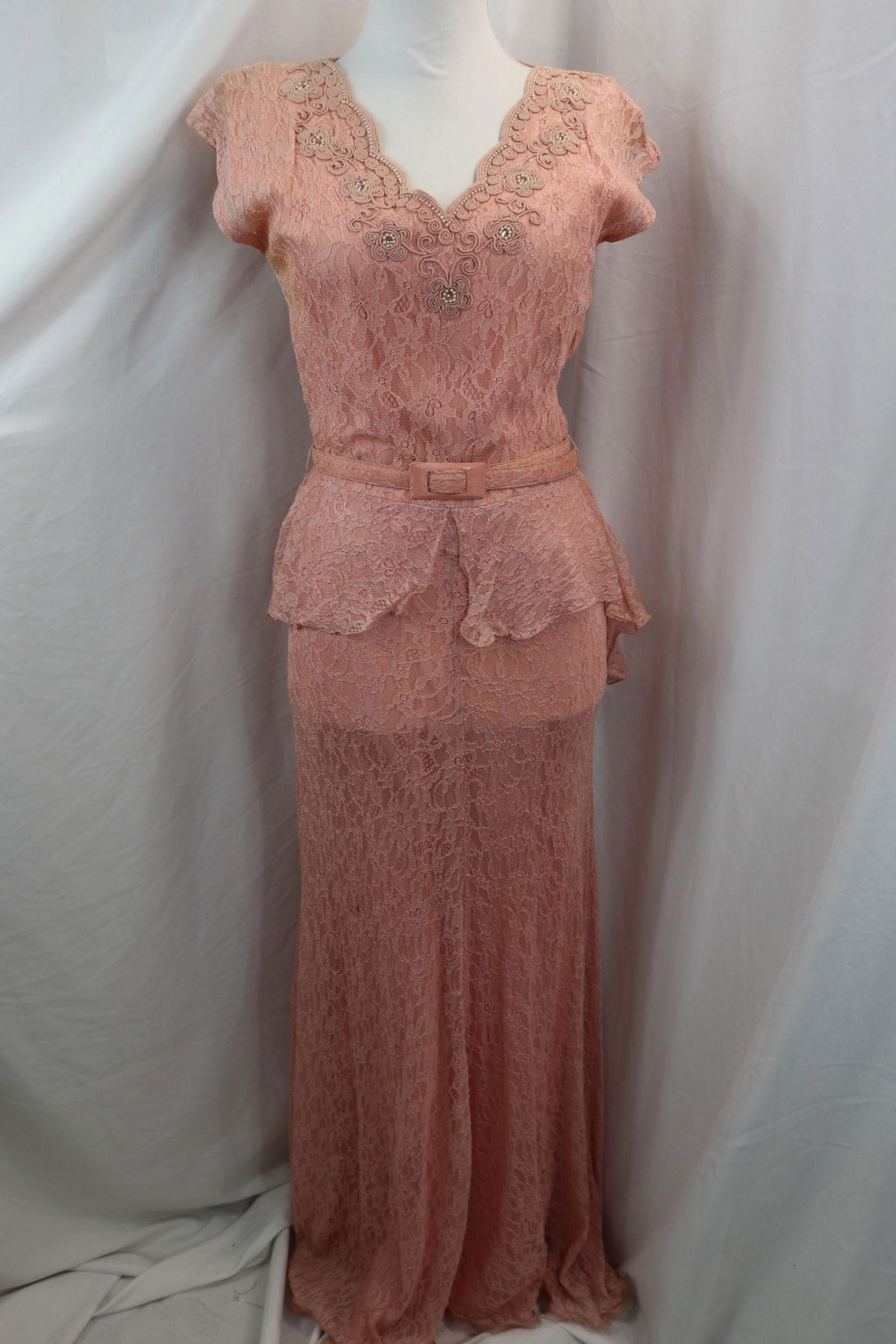 Vintage 1930's Prima New York Pin Lace & Beaded Gown (1 of 15)