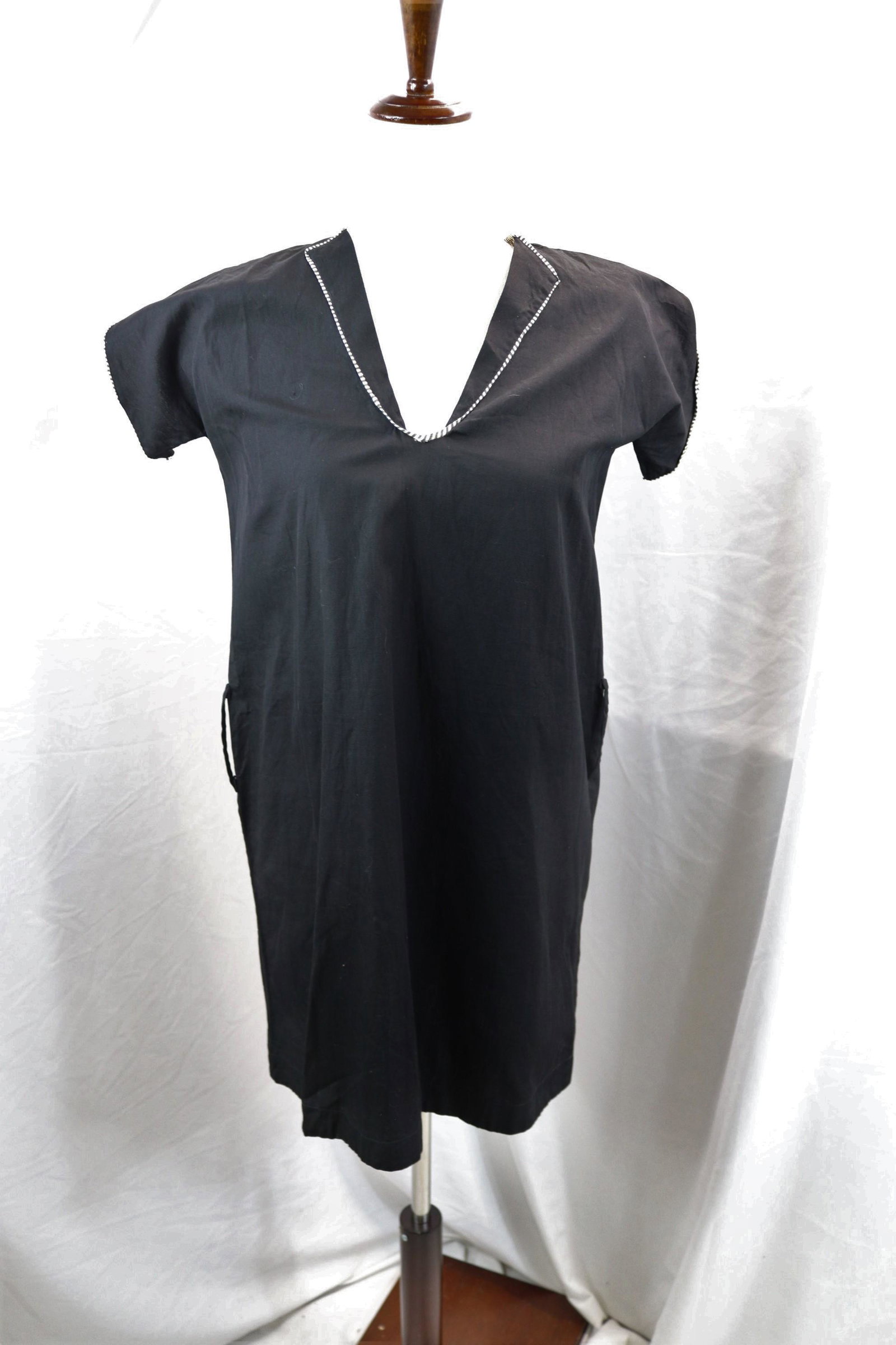 Vintage 1920's Ladies Black Cotton Bathing Top: approx. 36 bust, 42 waist, good condition, see photo's
