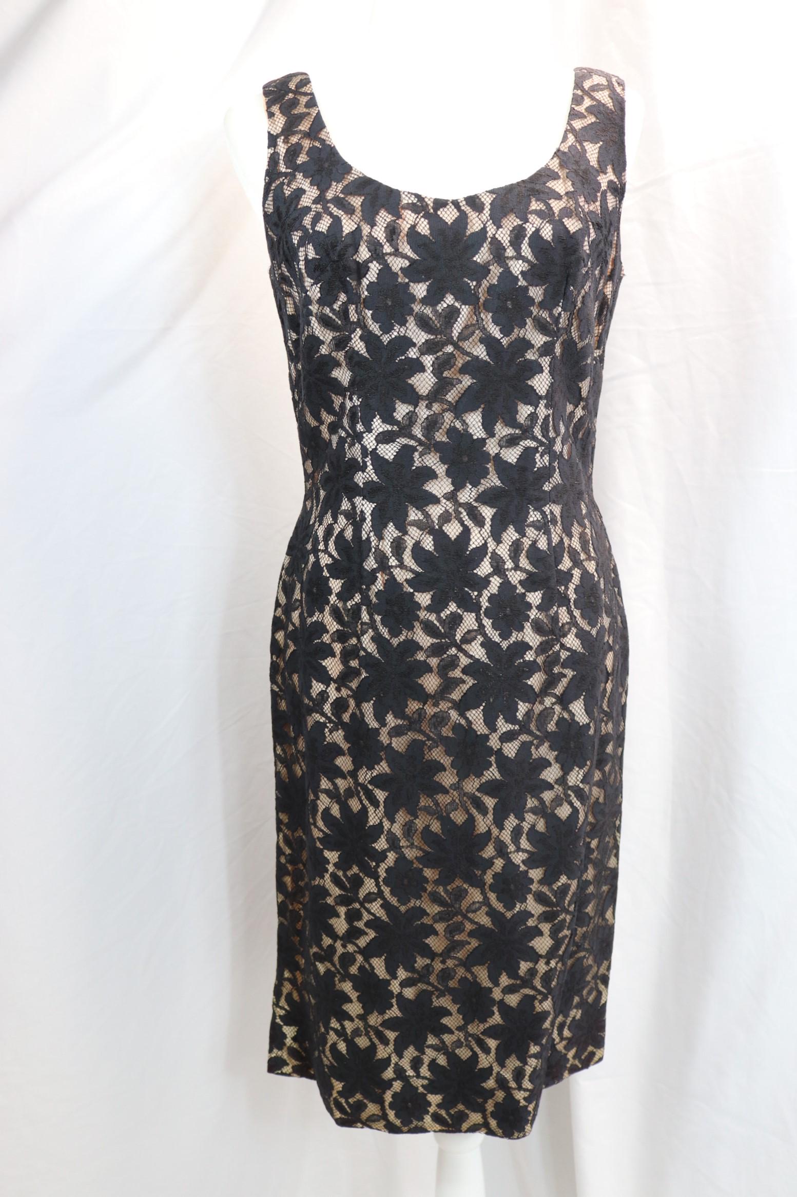 Vintage 1960's Lilli Diamond Lace Shift: approx. 36 bust, 28 waist, small damage underarms, see photo's