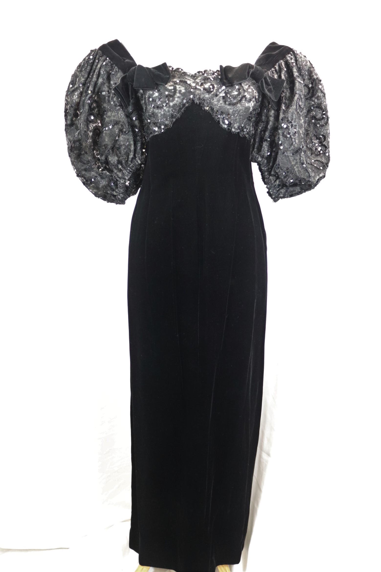 Vintage 1980's Carolyne Roehm, Saks Avenue Velvet and Sequin Gown (1 of 5)