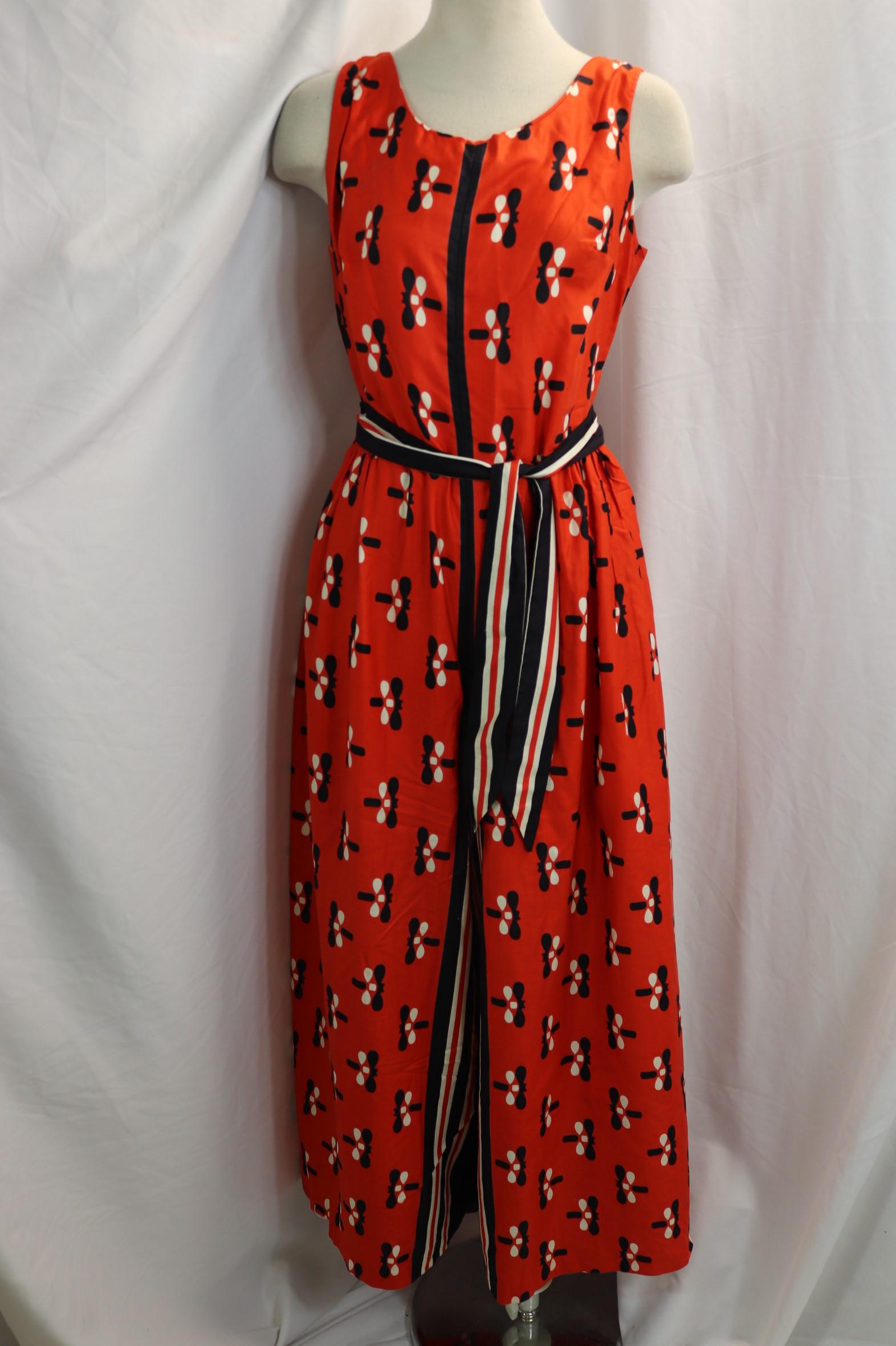 Vintage 60/70's Cotton Orange and Black Beach Pajama (1 of 5)