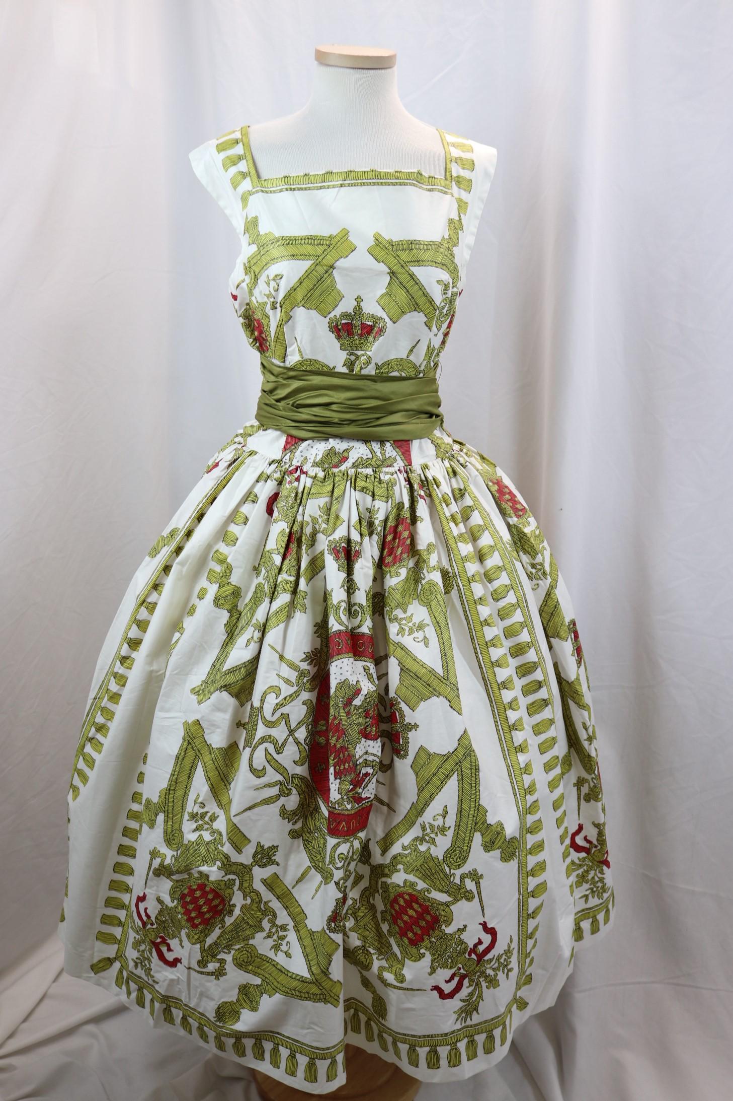 Vintage 1950's Polished Cotton Summer Dress: approx. 36 bust, 26 waist, old store stock, see photo's