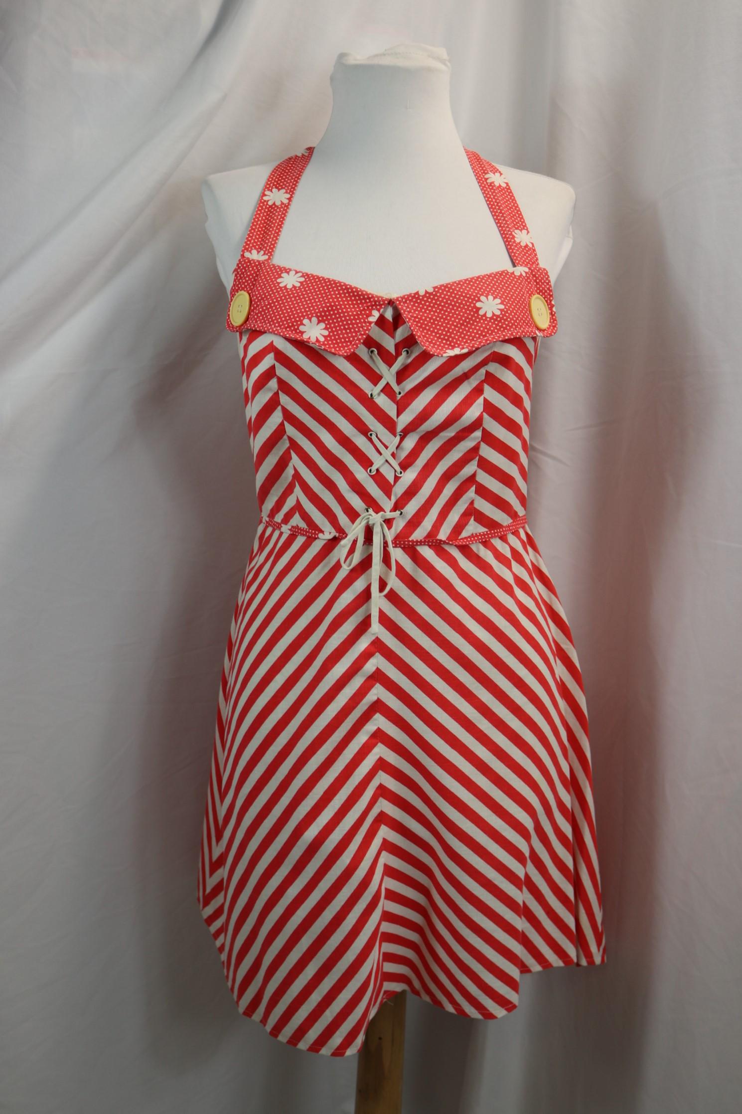 Vintage 1970's Baumwolle red and white cotton halter mini dress (1 of 5)
