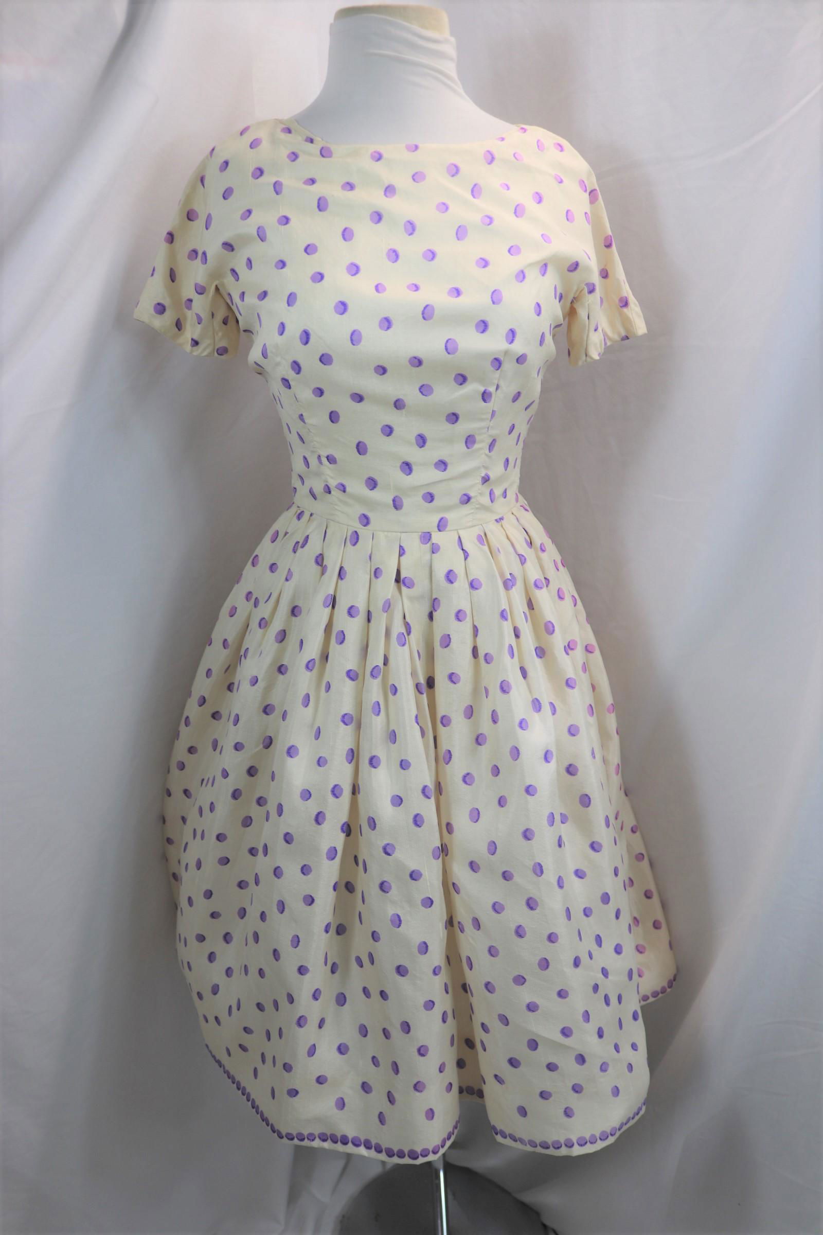 Vintage 1960's Lanz original silk purple dot dress (1 of 4)