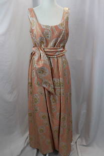 Vintage 1960's Ceil Chapman tinsel brocade gown: approx. 36 bust 30 waist good condition see photos