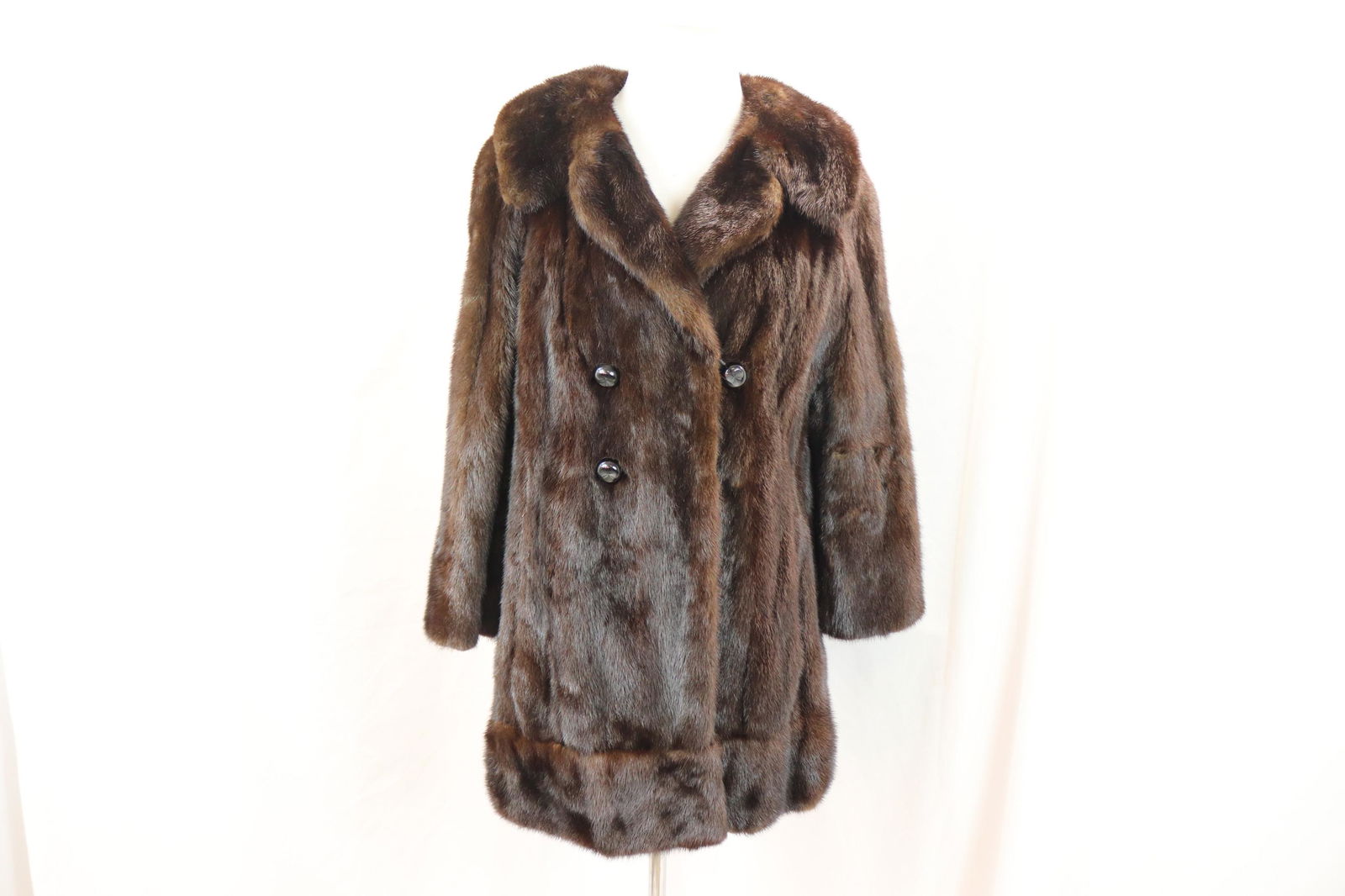 Vintage 1950's/60's Jordan Marsh Company mink coat: approx. 38 bust 36 waist needs a small seam repair underarm nice soft condition see photos