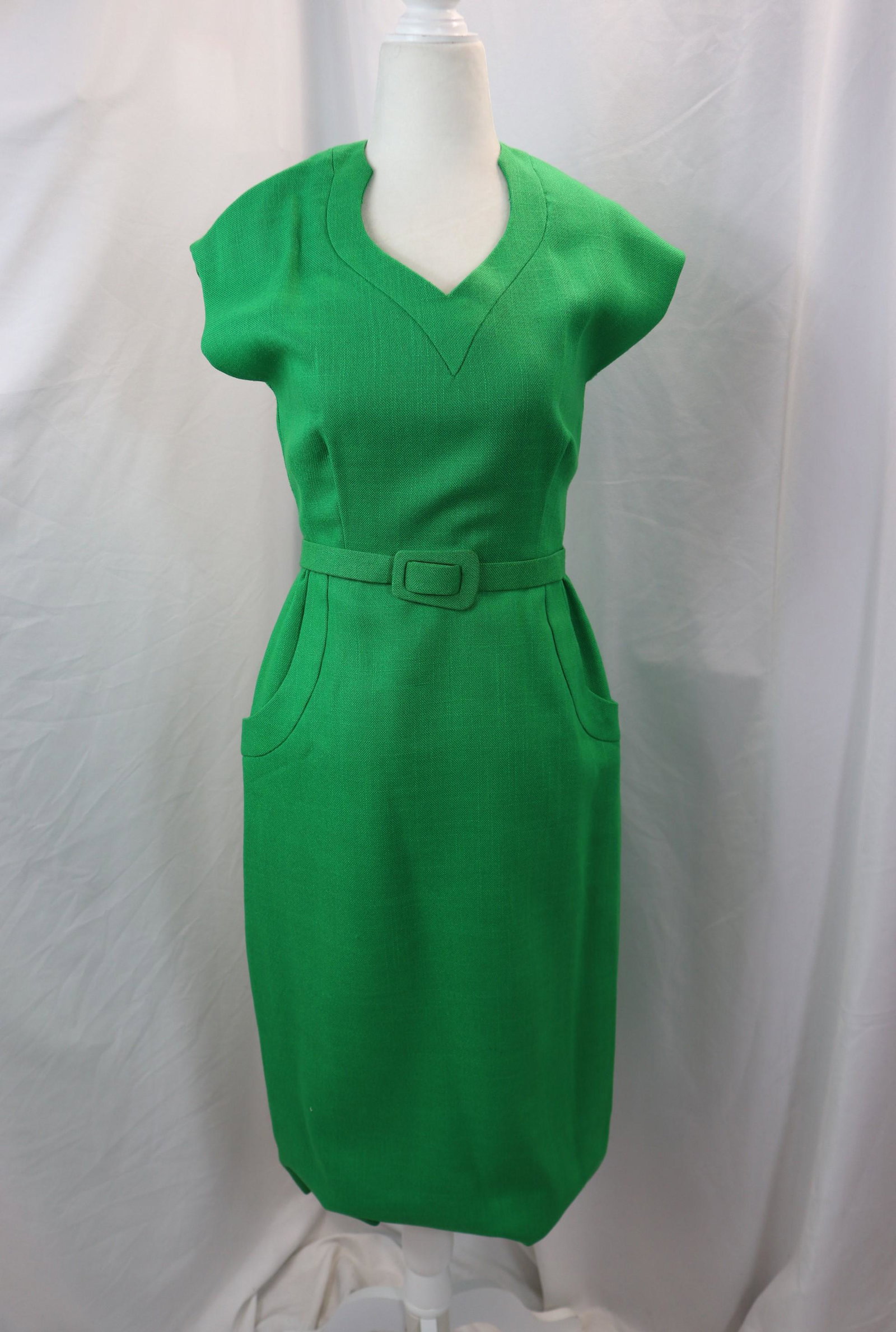 Vintage 1960's green Mollie Parnis wool sheath cocktail dress (1 of 5)