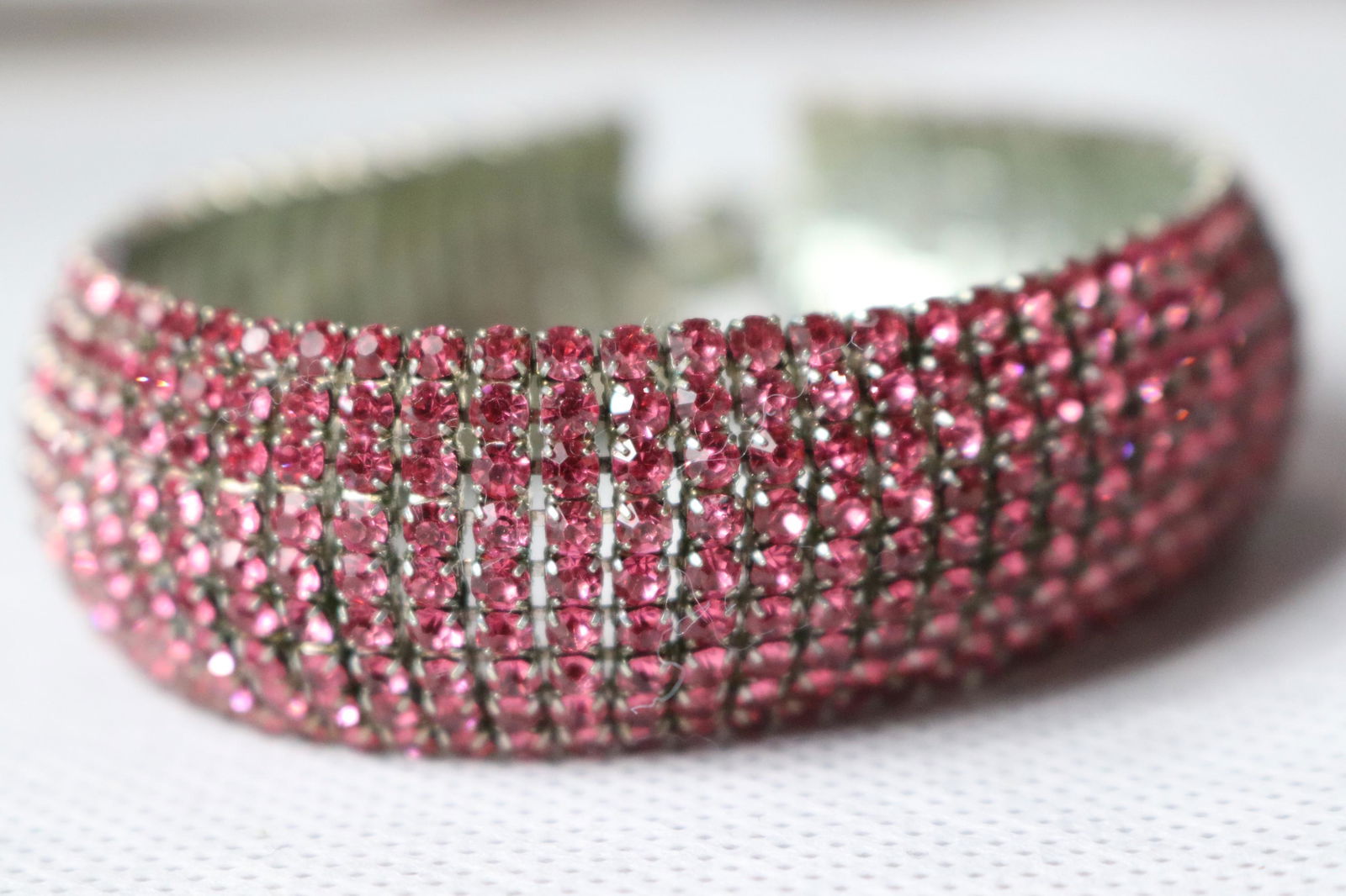 Vintage Pink Rhinestone 9 Row Tennis Bracelet (1 of 3)