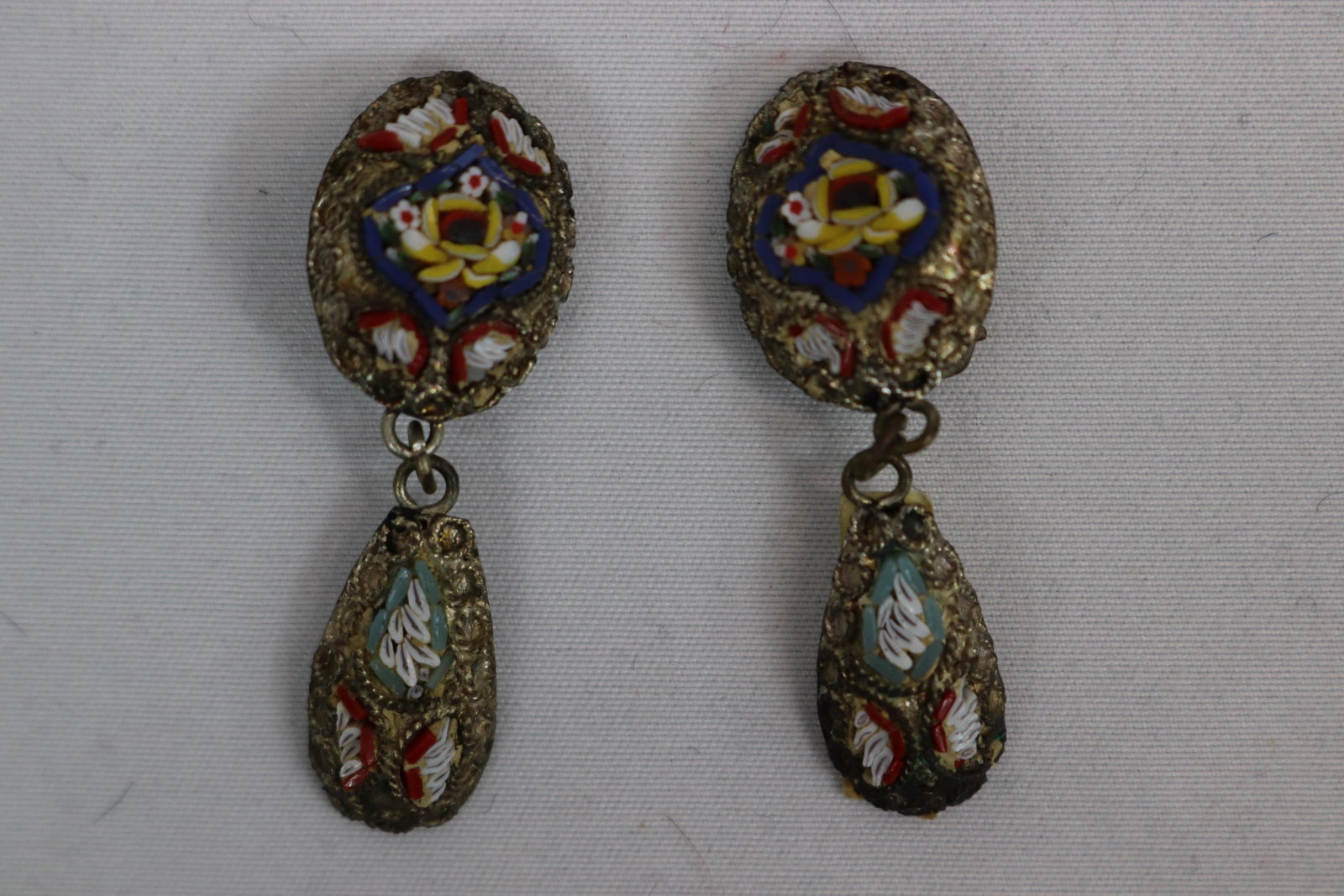 Vintage Mosaic Tile Dangle Earrings, Made in Italy (1 of 5)