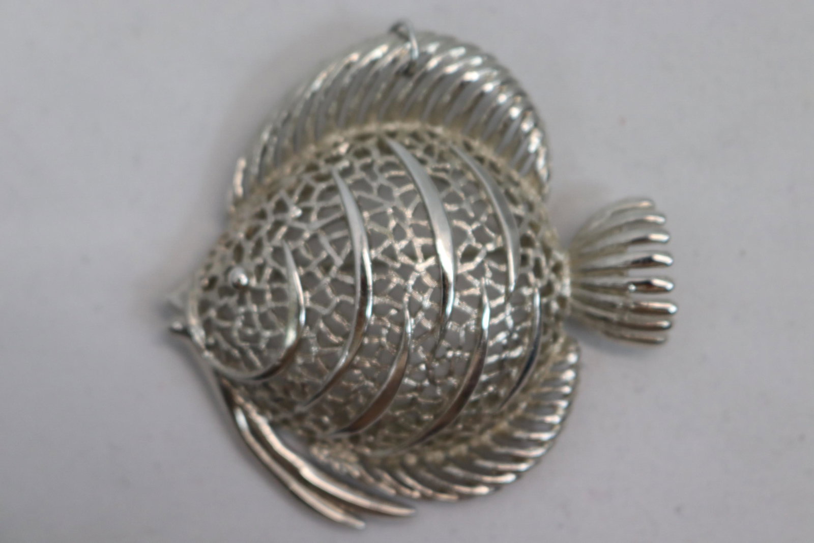 Vintage Silver Tone Monet Fish Brooch: approx. 2 1/2 inches