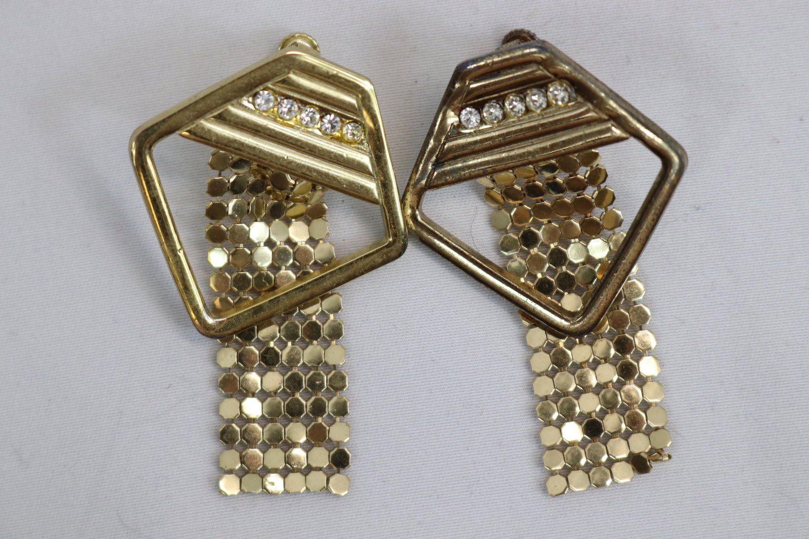 Vintage Gold Tone Mesh Whiting & Davis Earrings (1 of 3)