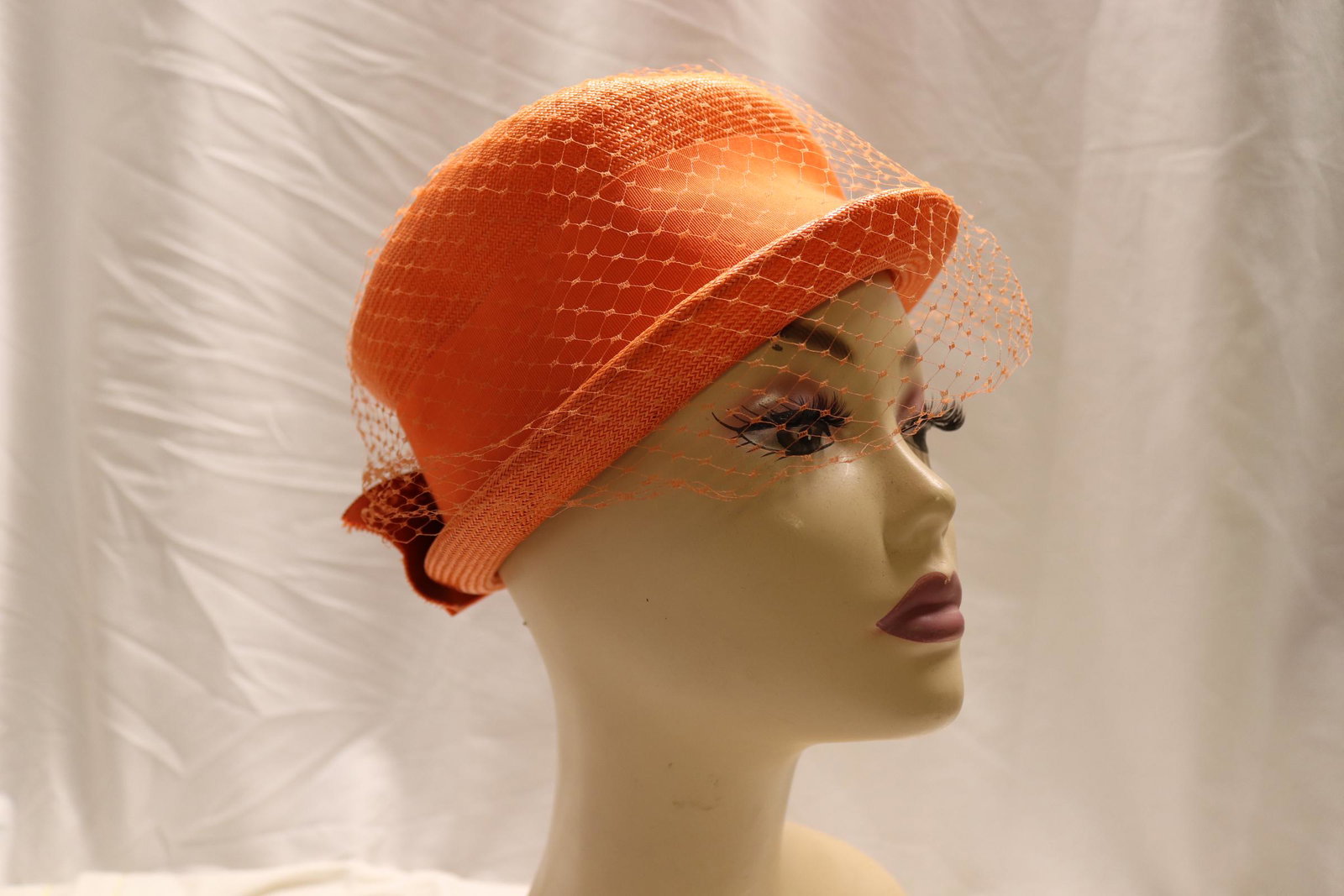 VINTAGE 1960'S ORANGE STRAW HAT (1 of 5)