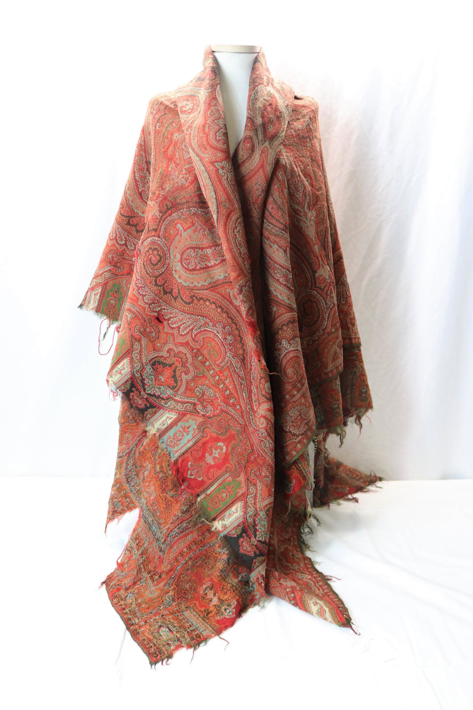Antique 1800's Wool Paisley Shawl (1 of 7)
