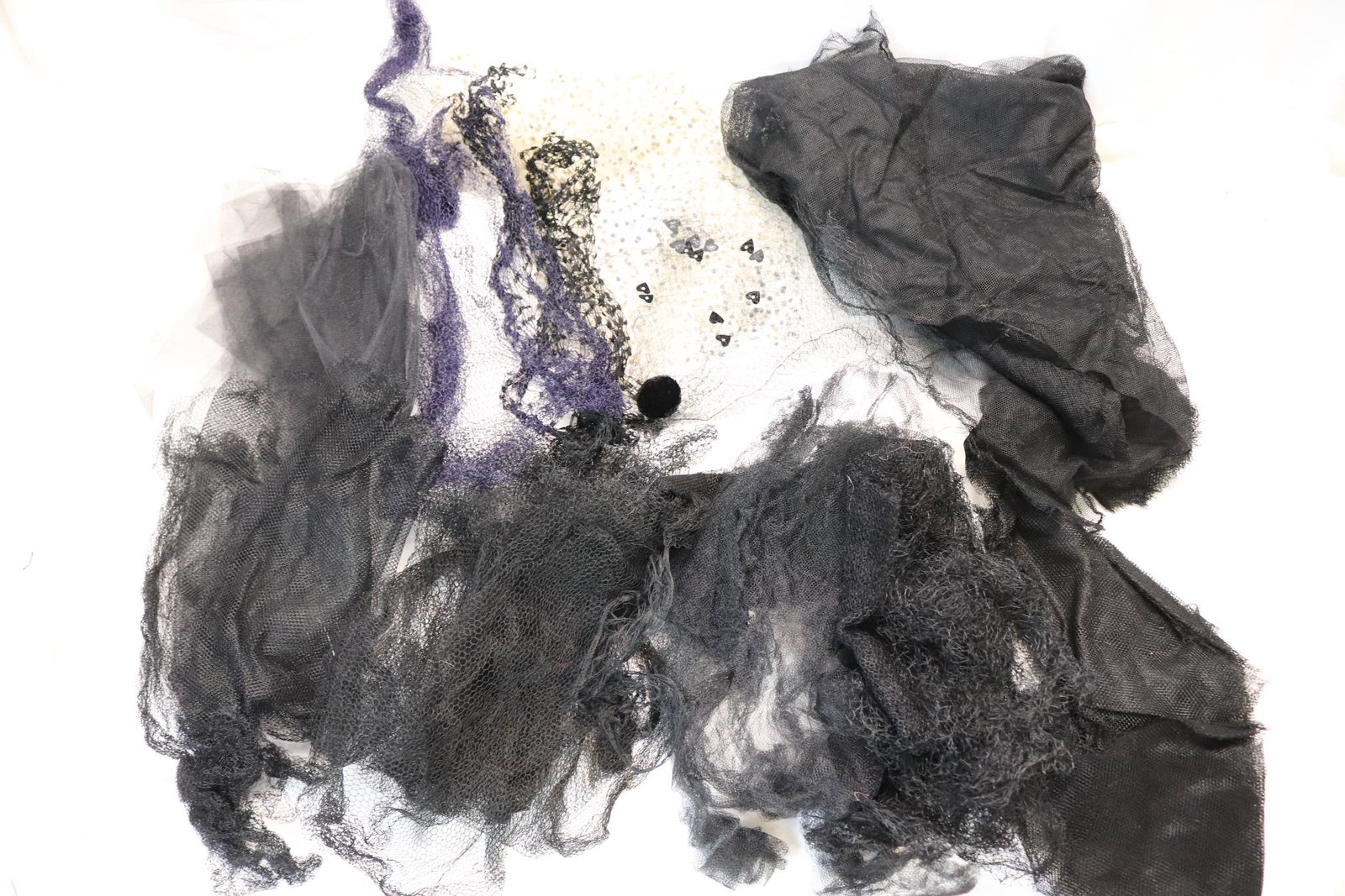 Vintage Lot of Millenary Lace & Netting: all black, see photos