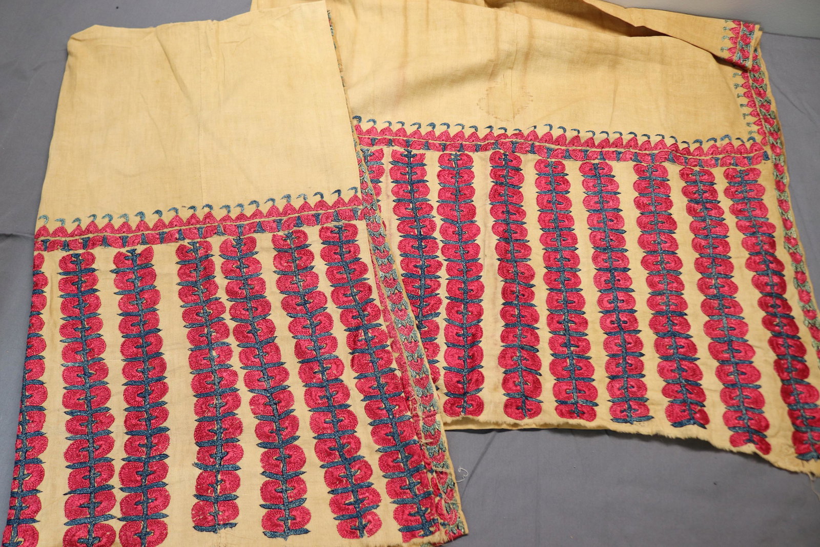 Pair of Early Antique Curtain Panels, All Hand Made (1 of 6)