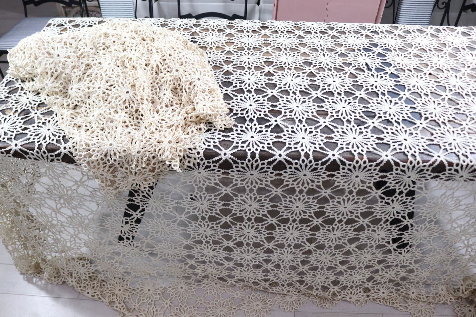 Vintage Hand Made Pair Bed Spread (1 of 5)