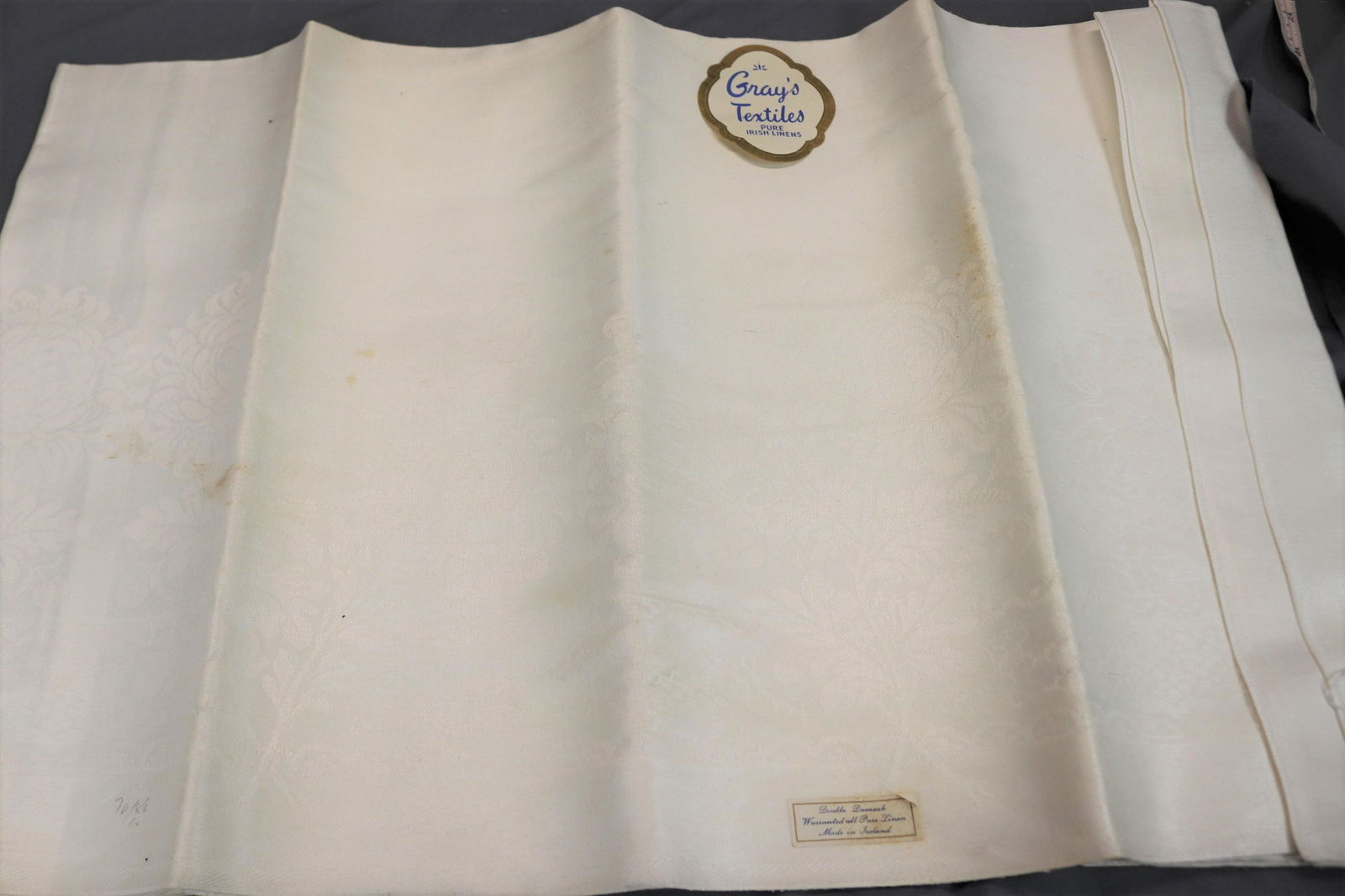 Vintage Old Store Stock Damask Irish Linen Tablecloth, Gray's Textiles (1 of 7)