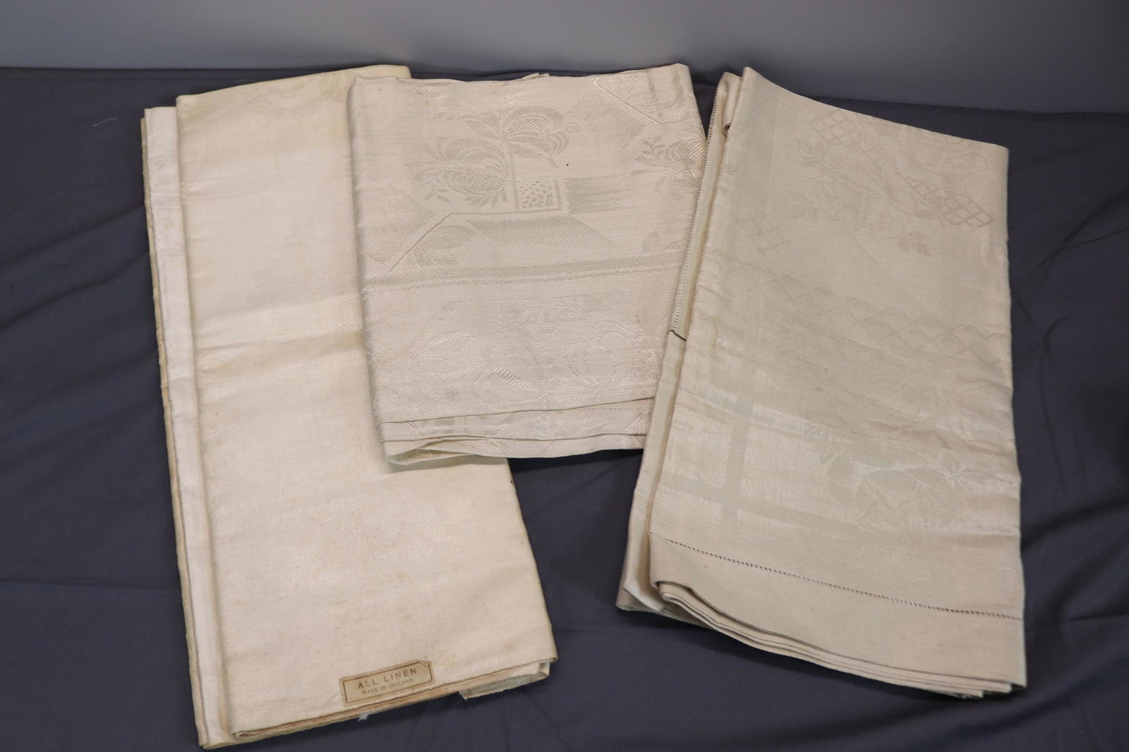 Lot of 3 Vintage Old Store Stock Irish Linen Damask Tablecloths (1 of 6)