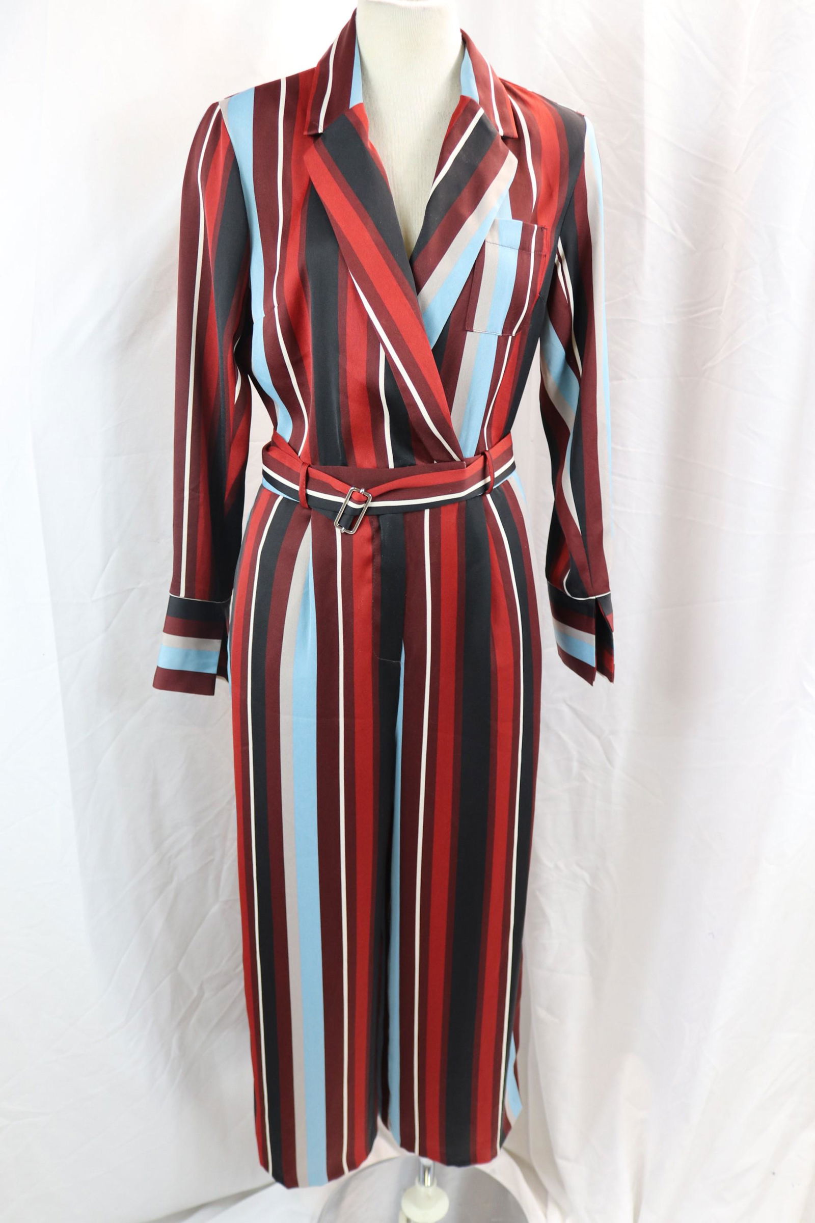 Vintage 1980/90's Topshop Silk Rayon Stripped Jumpsuit (1 of 8)